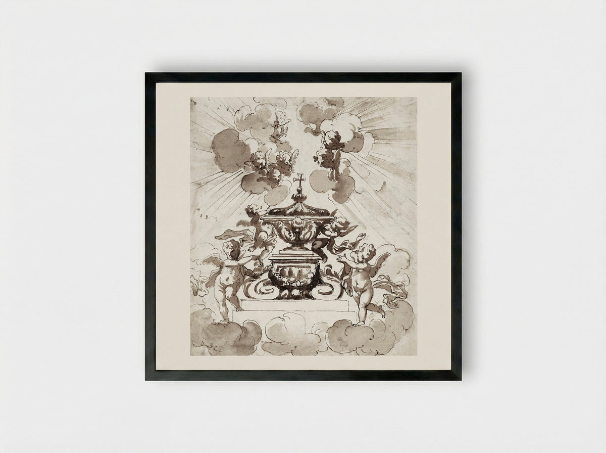 Glorification of the Host - Italian 18th Century - Framed Print Black
