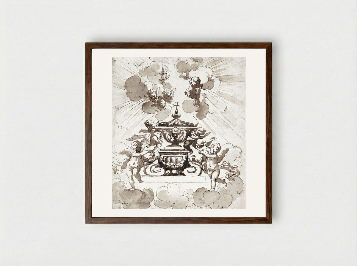 Glorification of the Host - Italian 18th Century - Framed Print Dark Wood