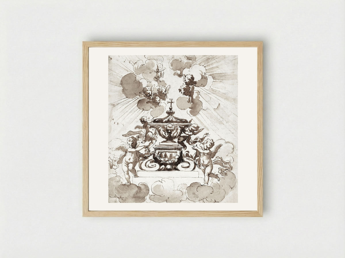 Glorification of the Host - Italian 18th Century - Framed Print Wood