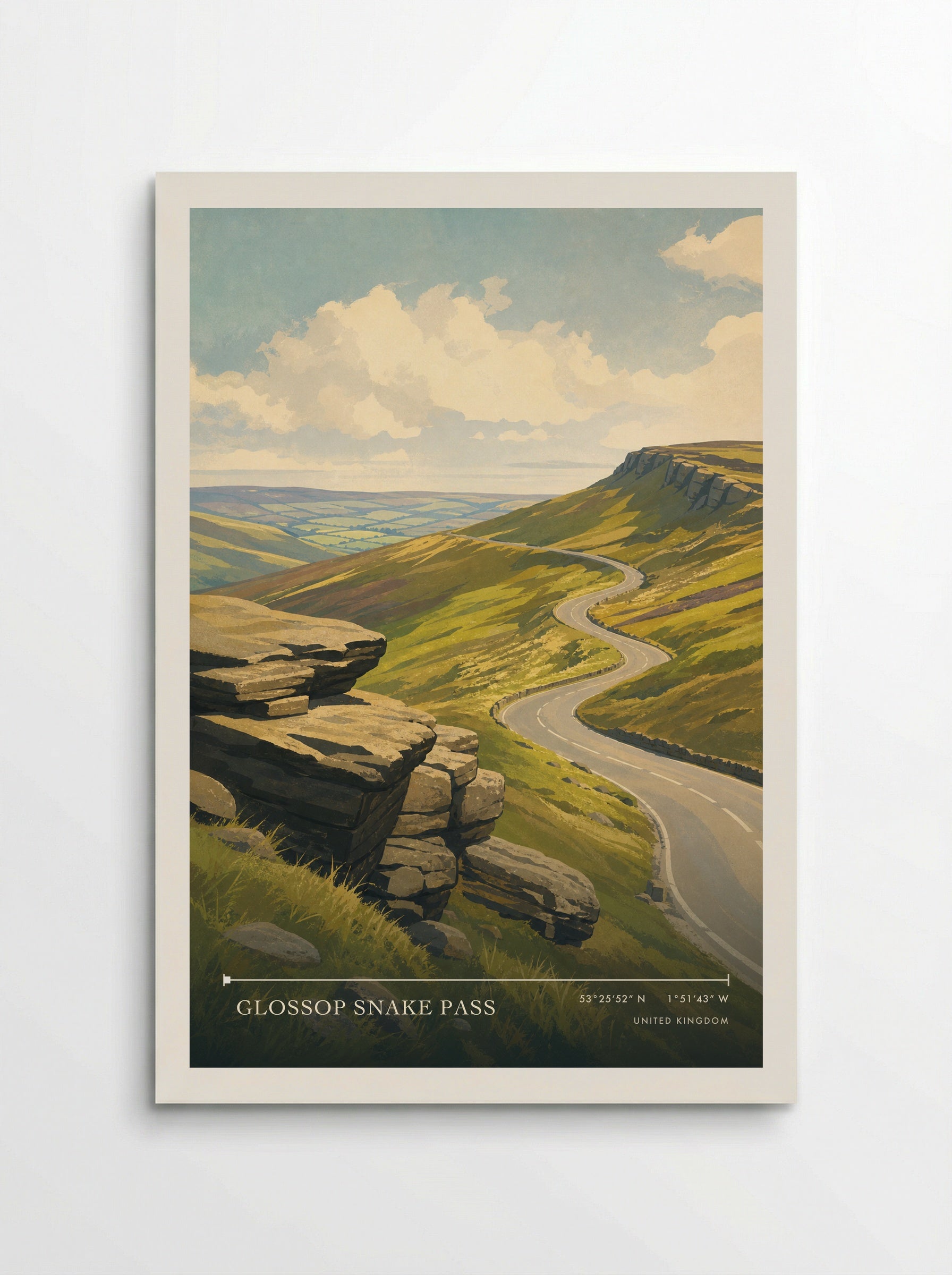 Glossop Snake Pass United Kingdom Travel Poster - Poster