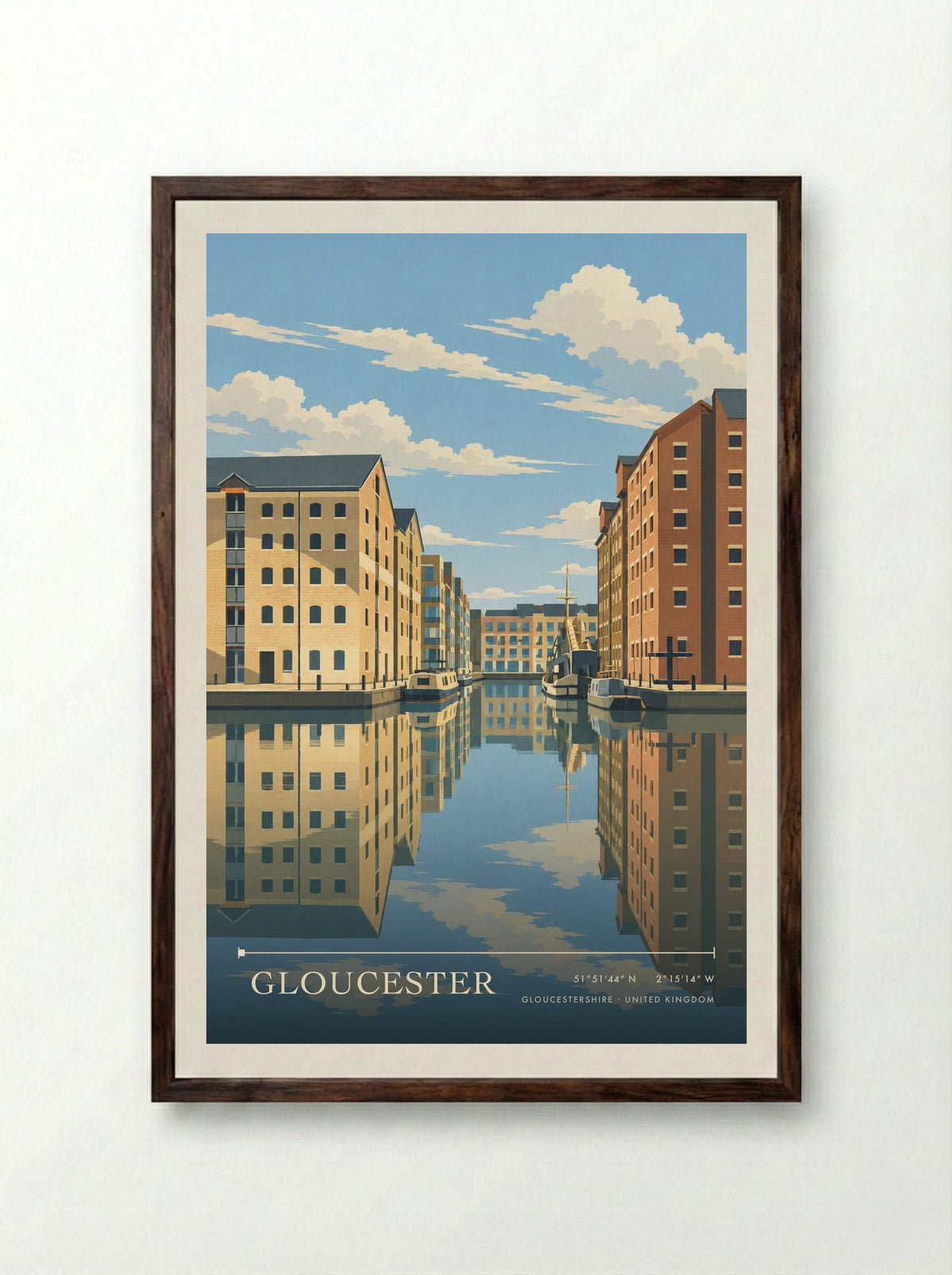 Gloucester, Gloucestershire | Travel Poster - Framed Print Dark Wood