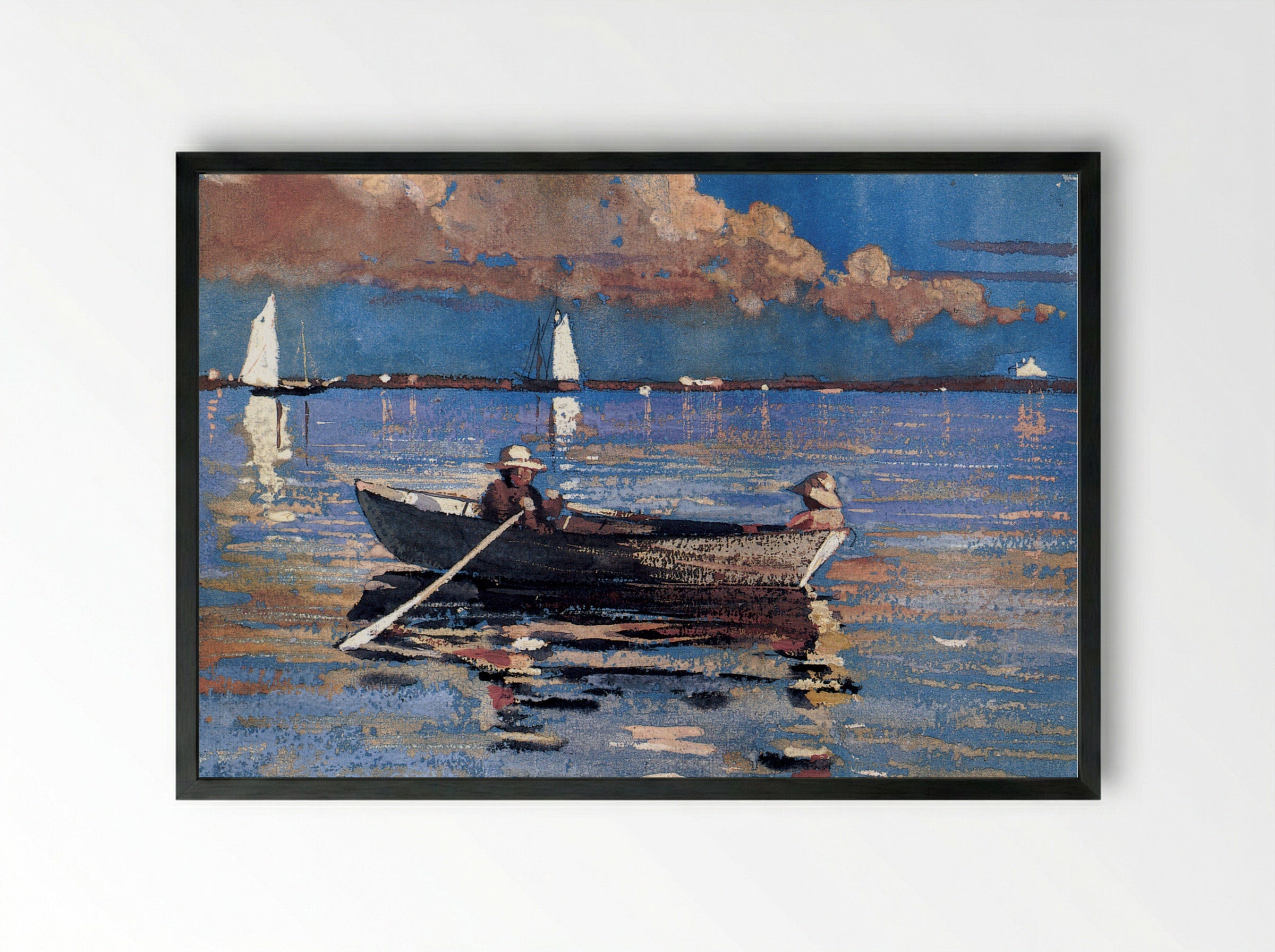 Gloucester Harbor and Dory - Winslow Homer - Framed Print Black
