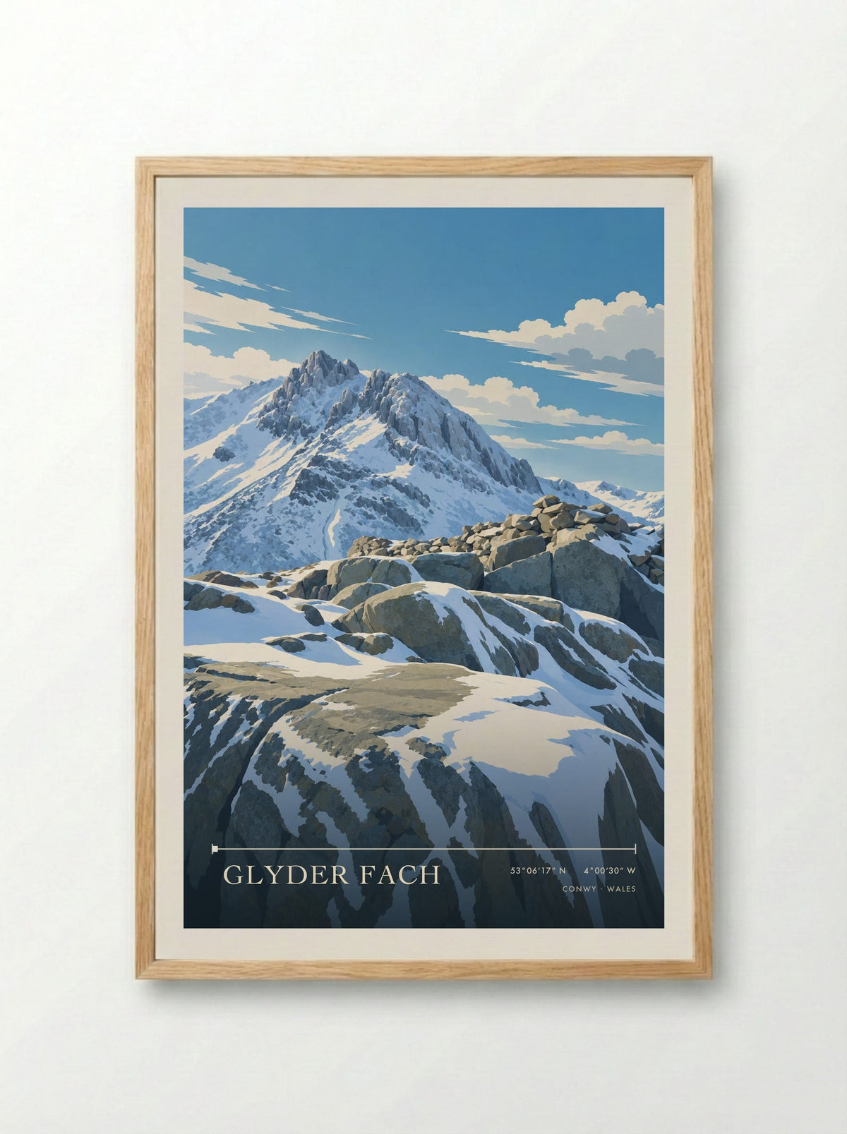 Glyder Fach, Conwy | Travel Poster - Framed Print Wood