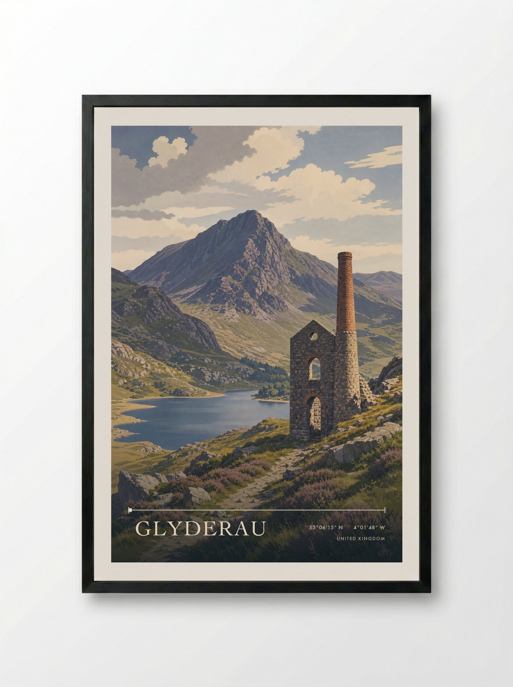 Glyderau United Kingdom Travel Poster - Framed Print Black