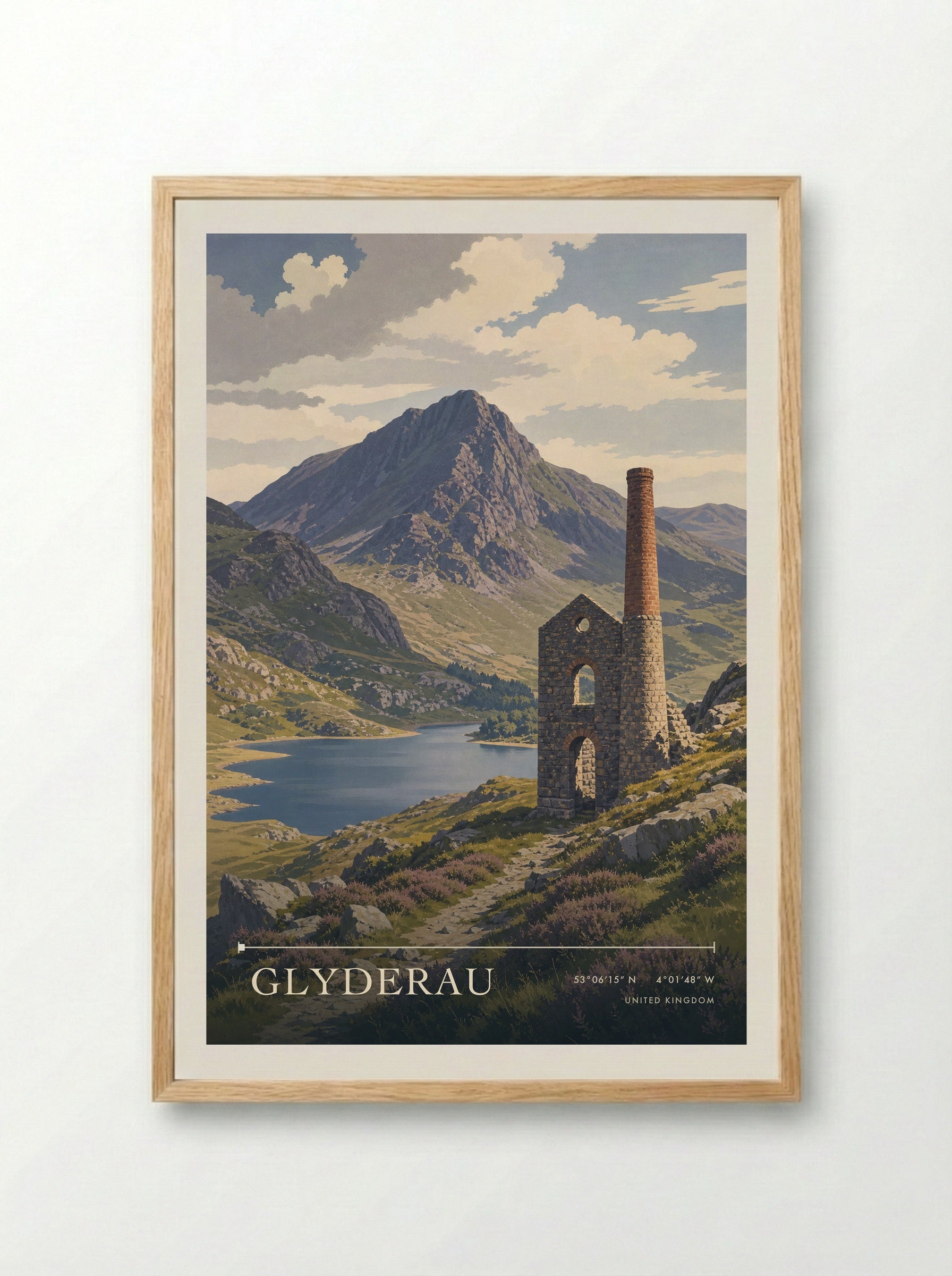 Glyderau United Kingdom Travel Poster - Framed Print Wood