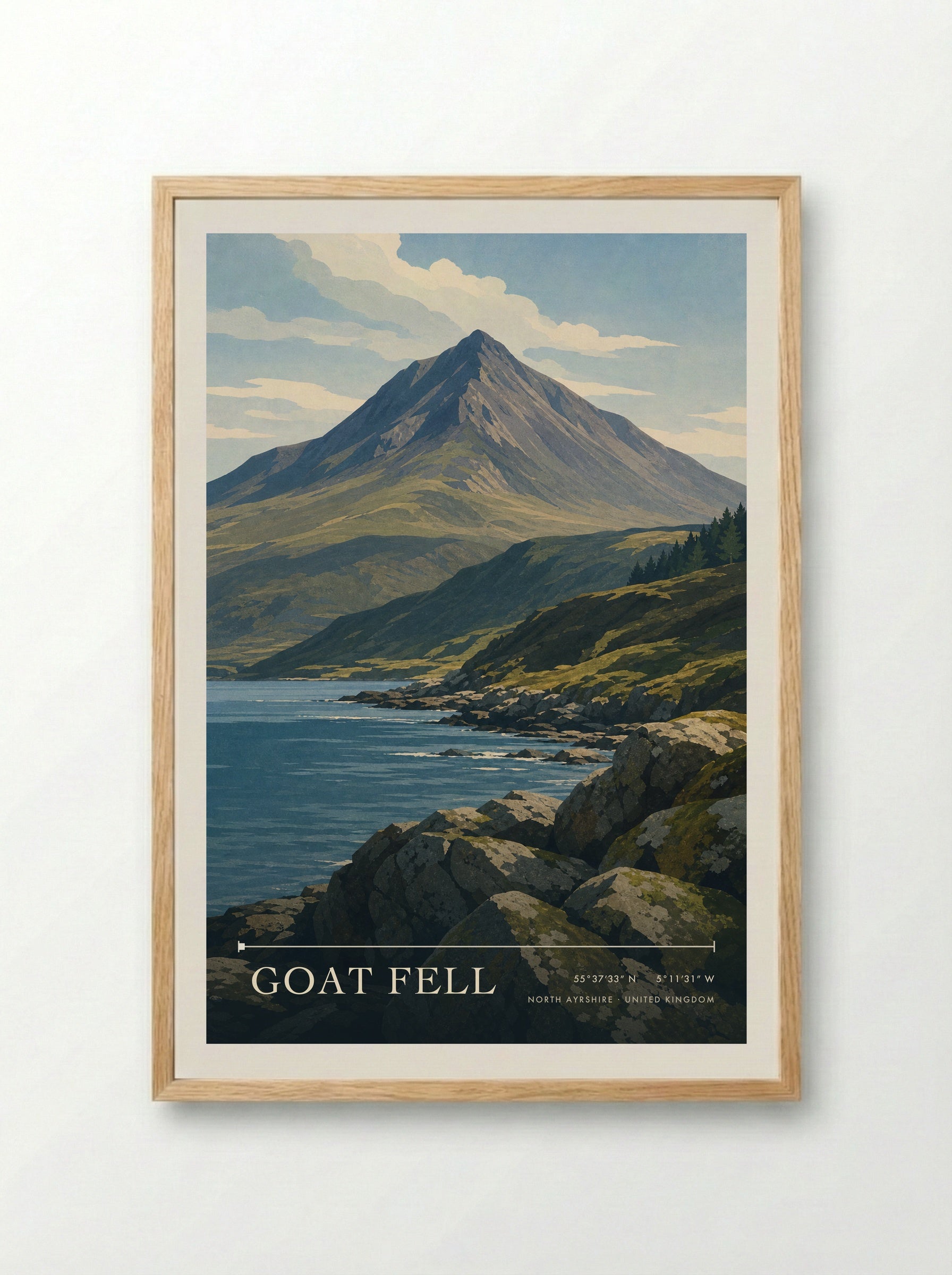 Goat Fell North Ayrshire United Kingdom Travel Poster - Framed Print Wood