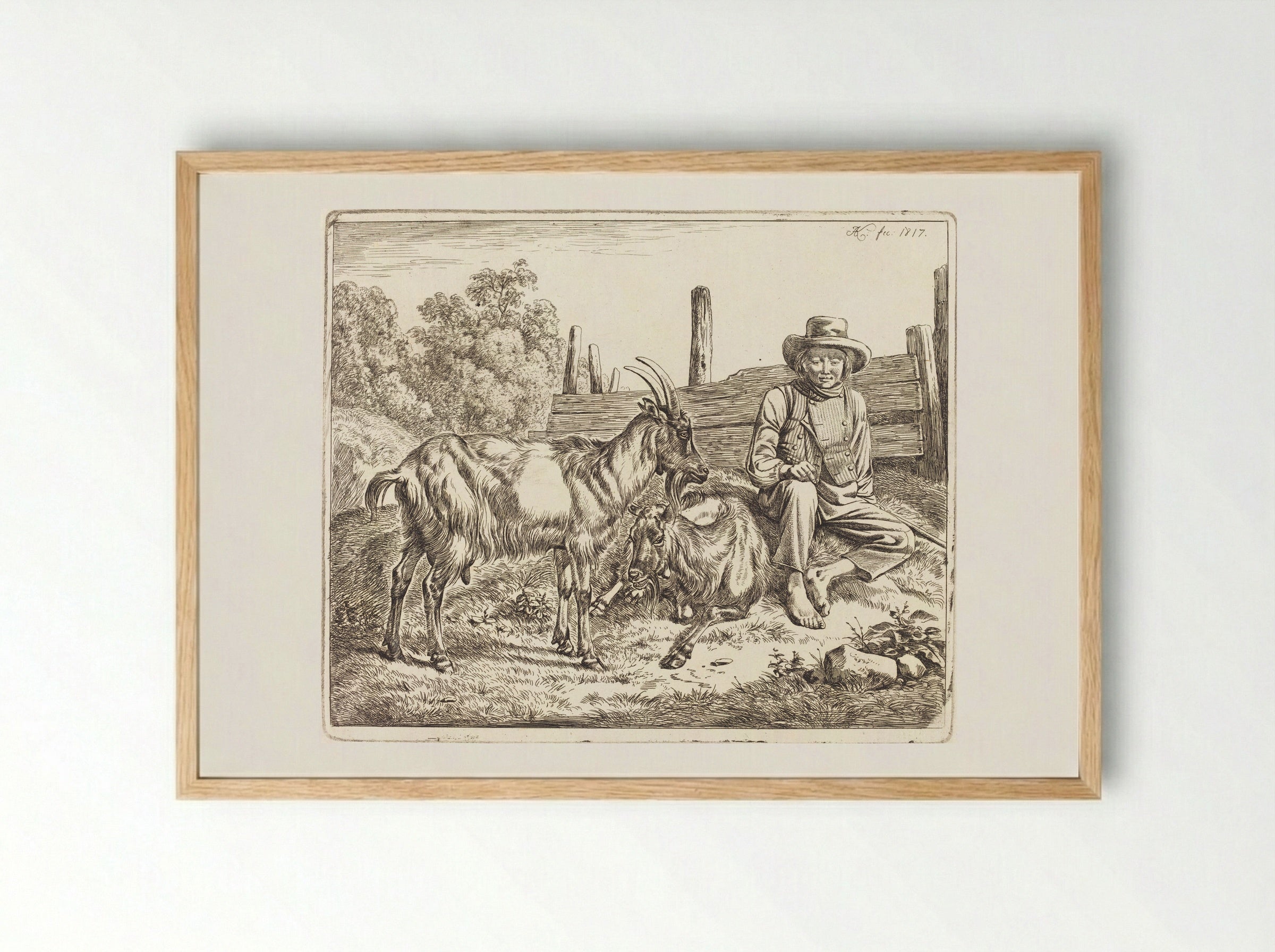 Goats - Johann Adam Klein - Framed Print Wood