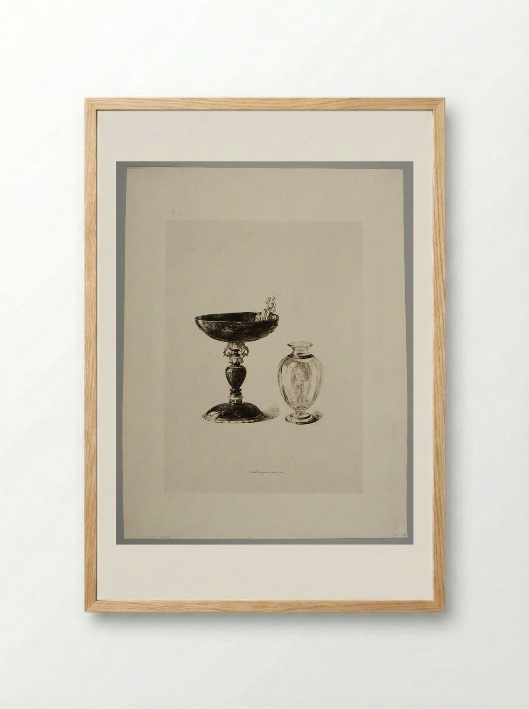 Goblet of Oriental Jasper and Vase of Rock Crystal - Jules Ferdinand Jacquemart - Framed Print Wood