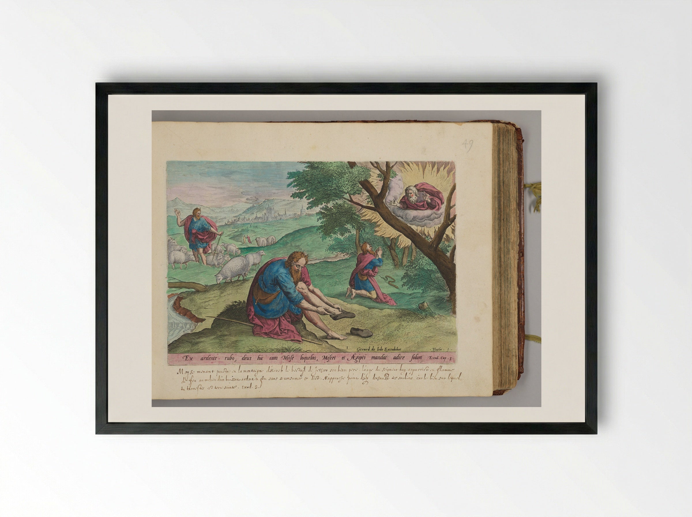 God Appearing to Moses - Johann Sadeler I - Framed Print Black