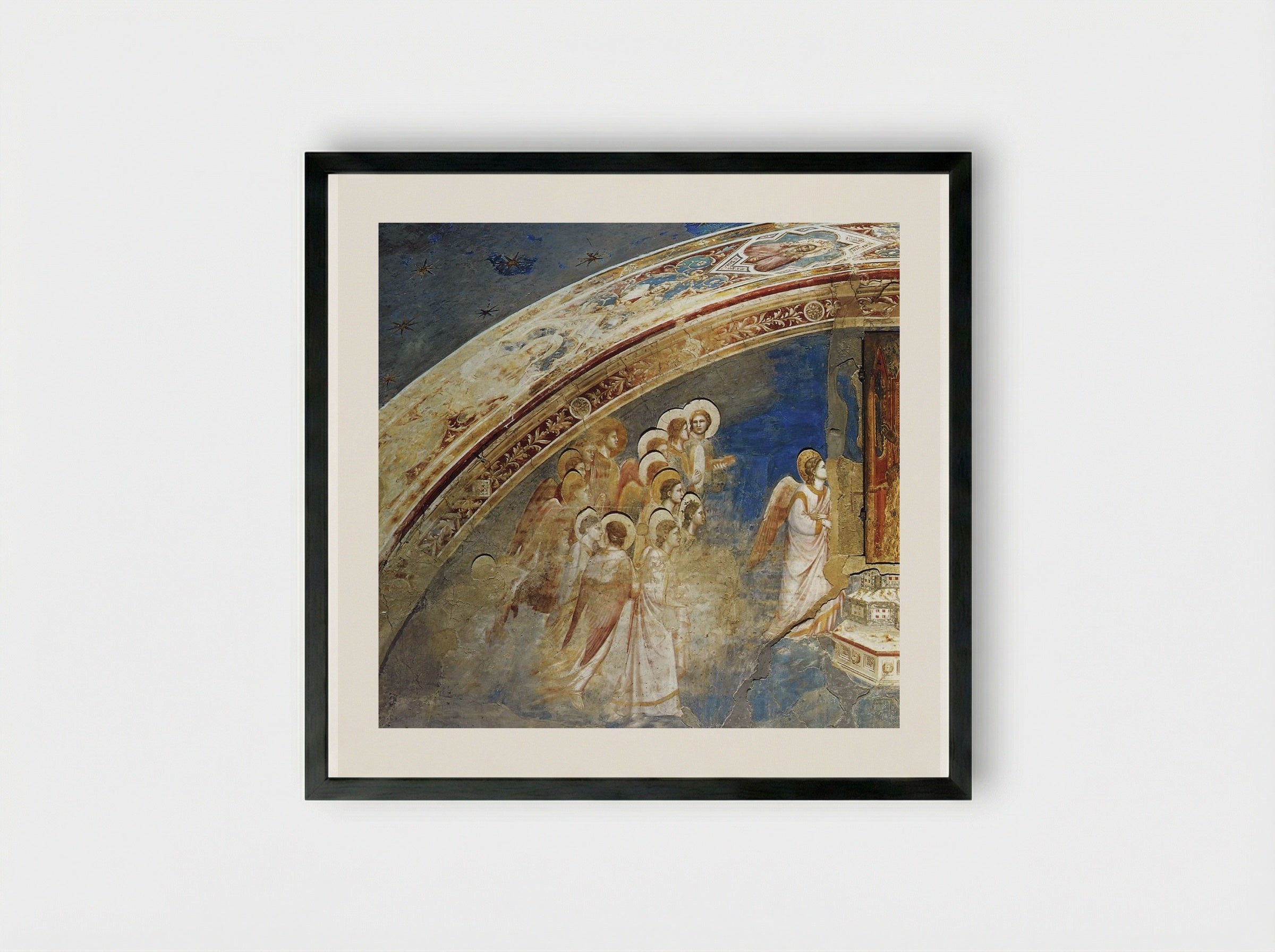 God Sends Gabriel to the Virgin - Giotto di Bondone - Framed Print Black