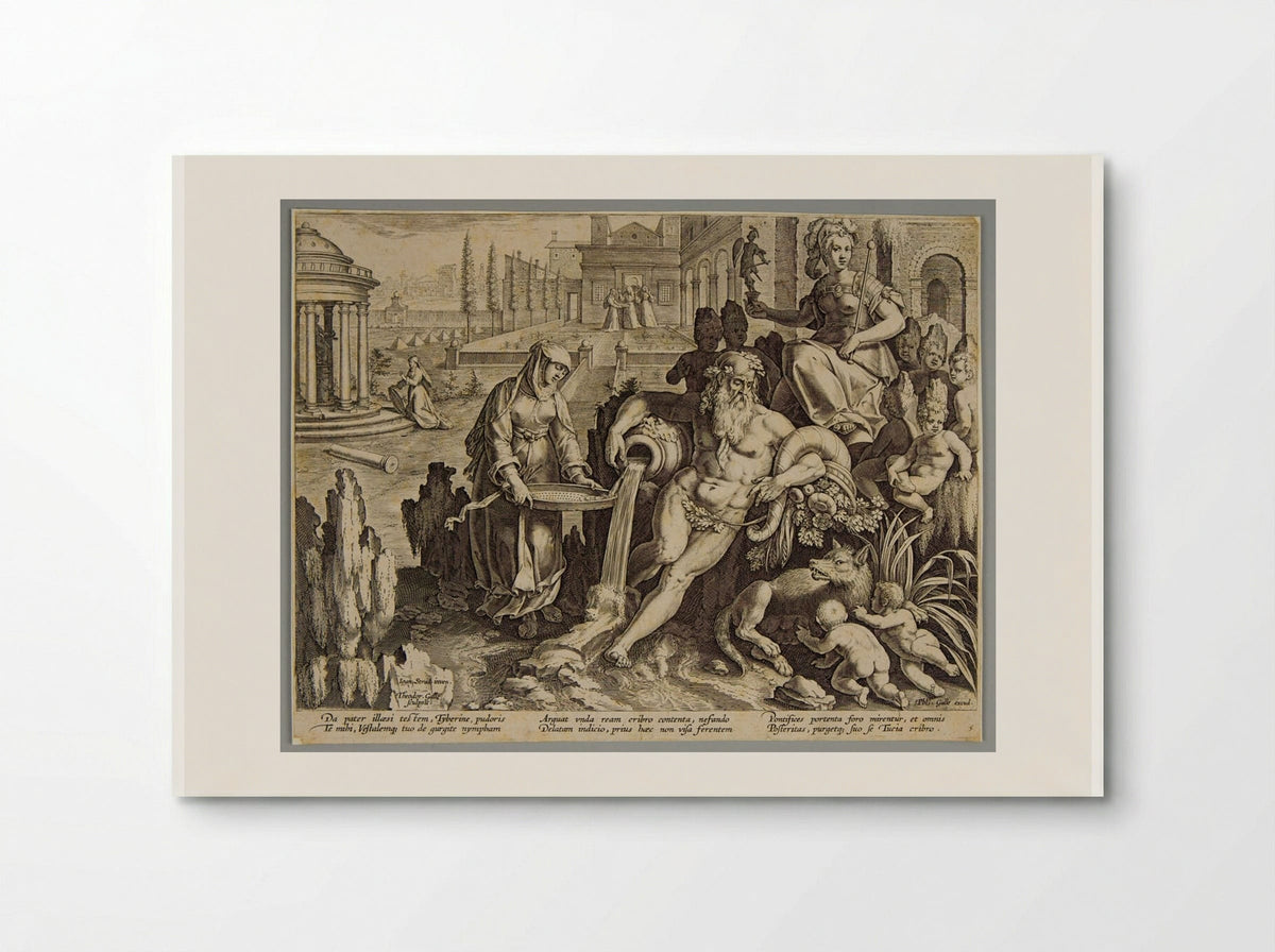 God Tiber and Vestal Virgin Tuccia - Theodoor Galle - Poster