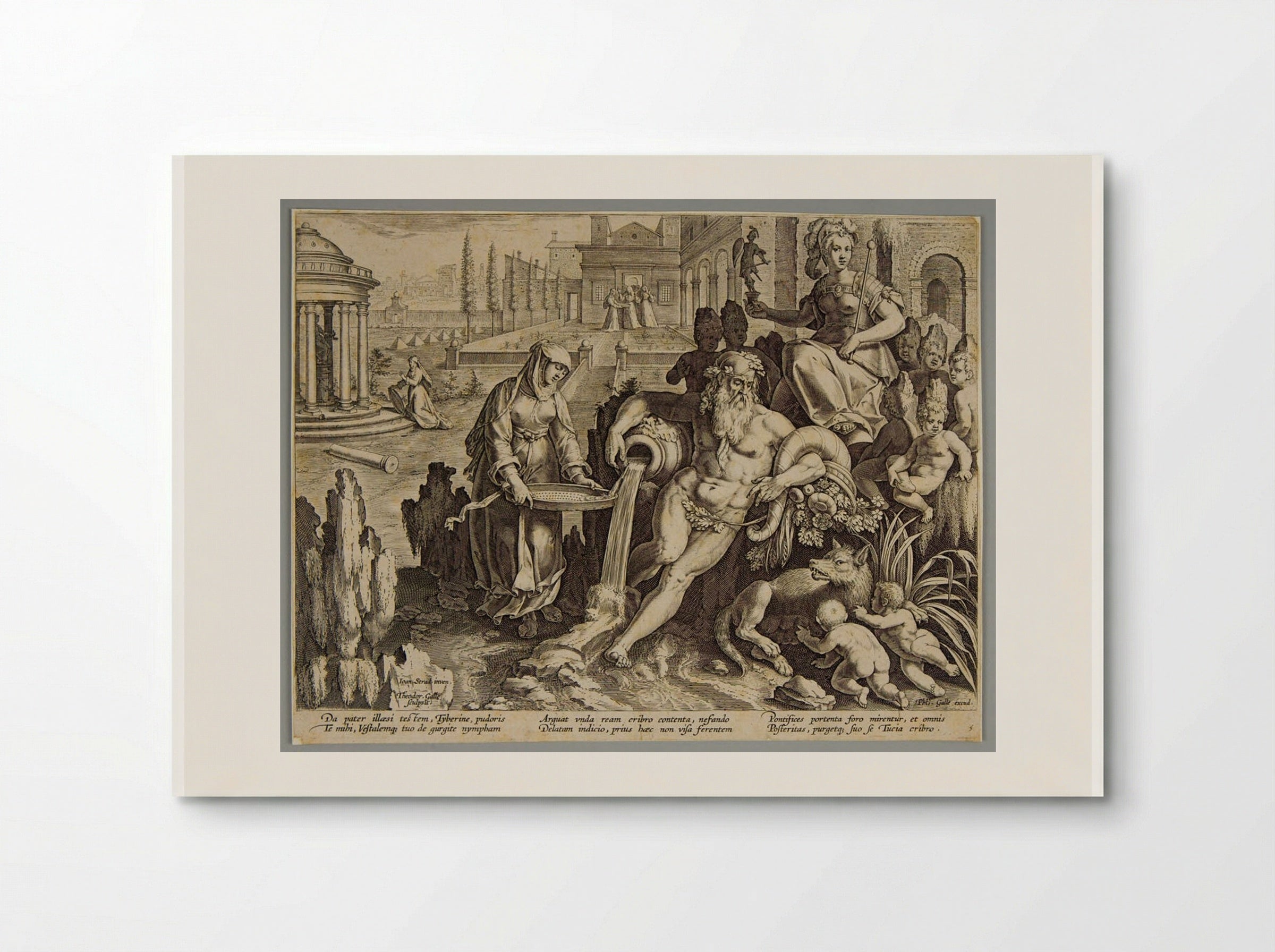 God Tiber and Vestal Virgin Tuccia - Theodoor Galle - Poster