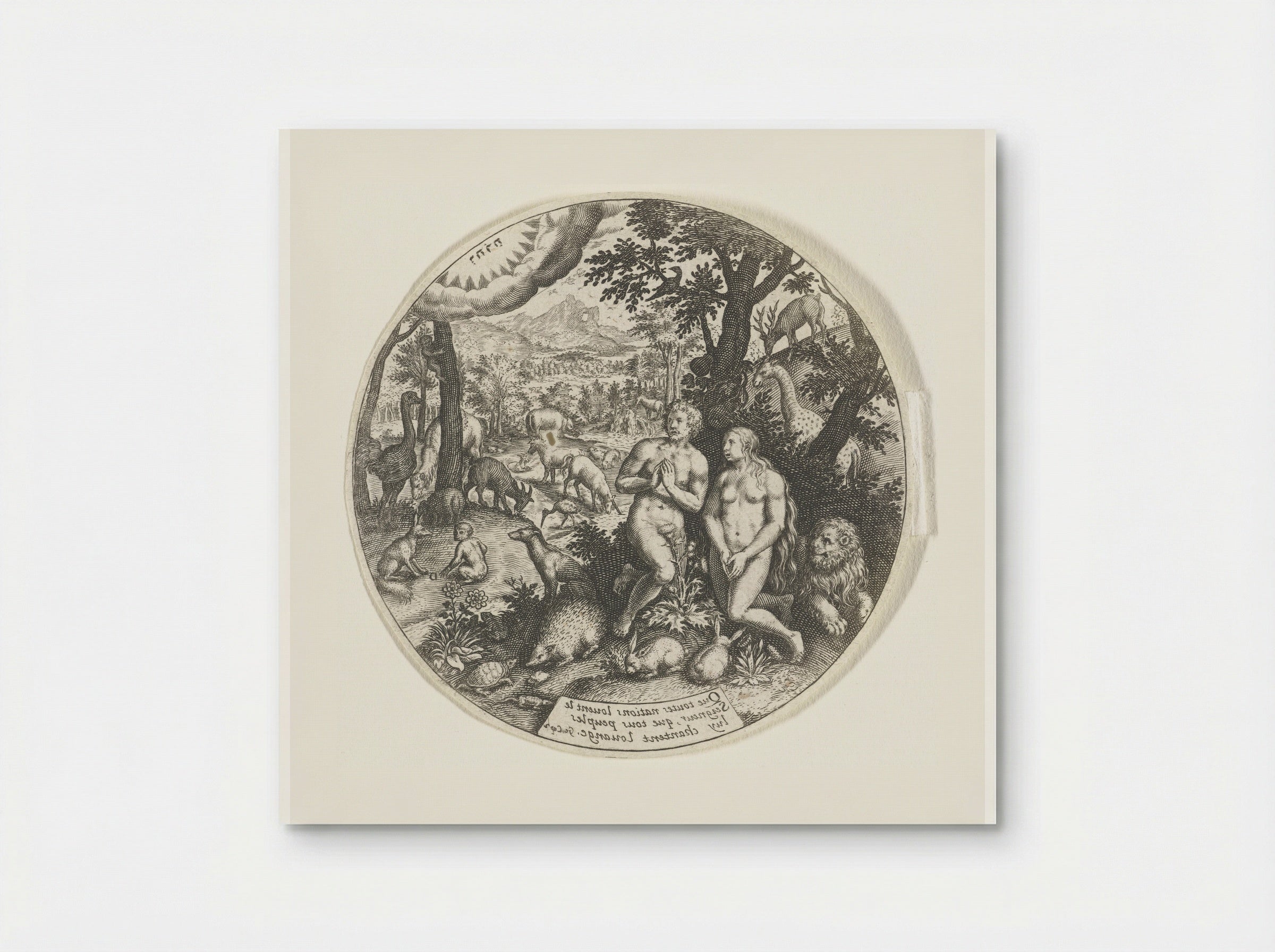 God spreekt met Adam en Eva in het Paradijs - Johann Theodor de Bry - Poster