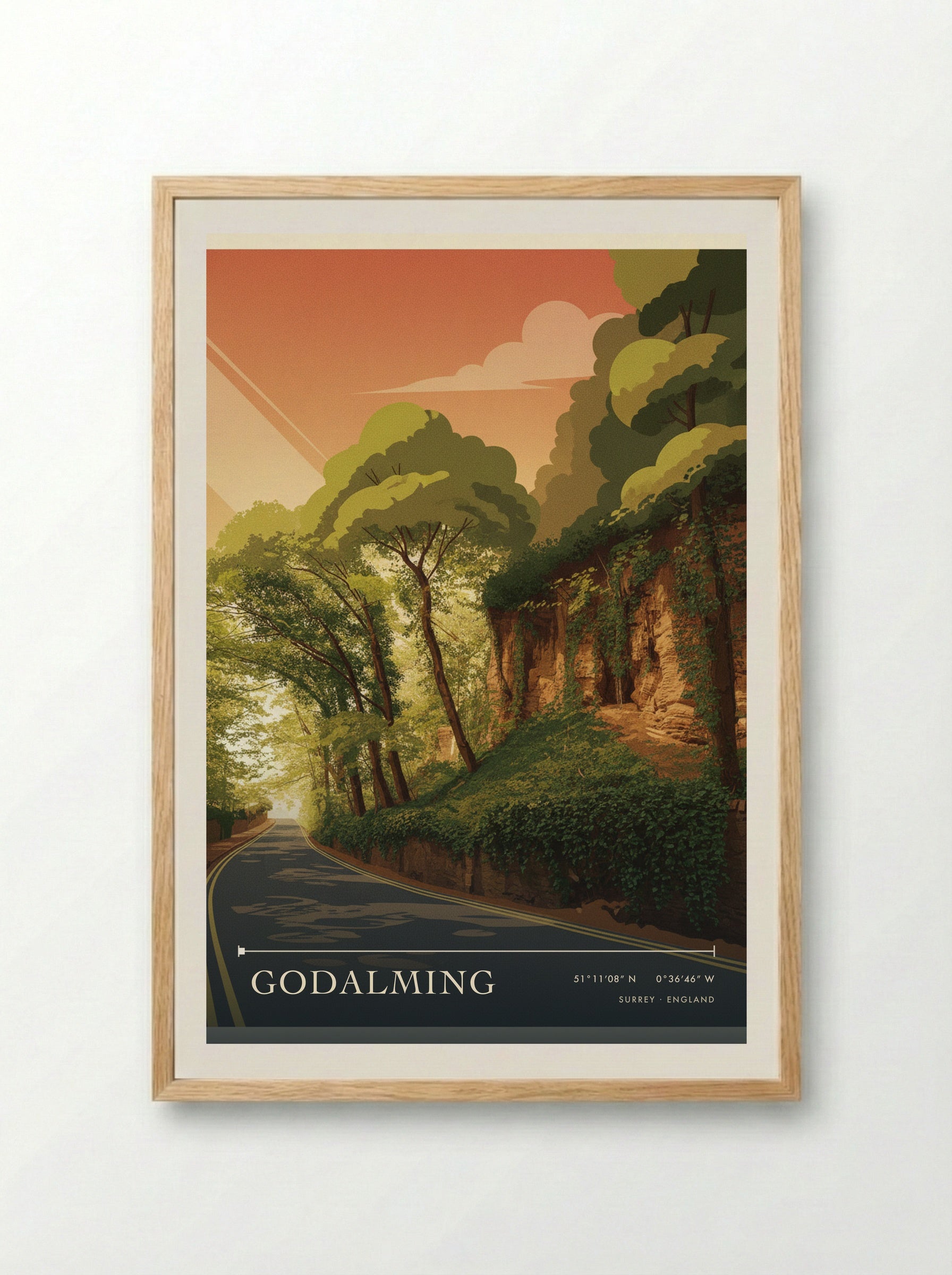 Godalming Surrey England Travel Poster - Framed Print Wood