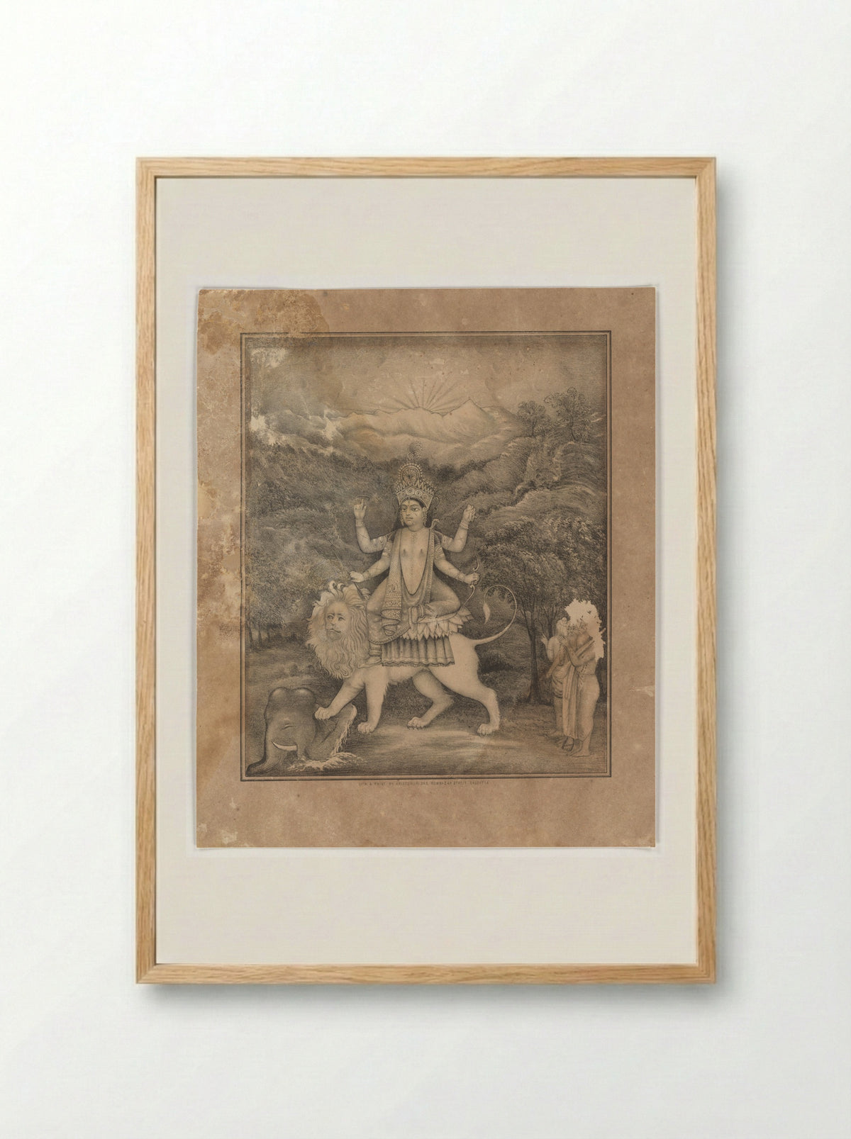 Goddess Jagadhatri - Krishnahari Das - Framed Print Wood
