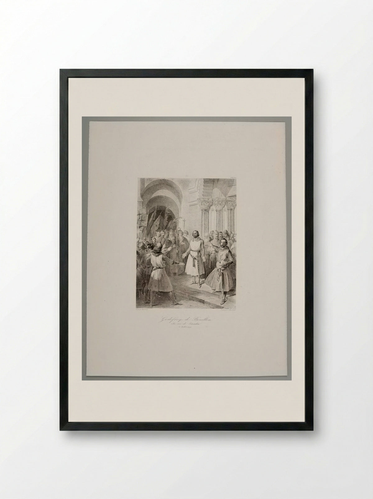 Godefroy de Bouillon chosen King of Jerusalem - Léopold Massard - Framed Print Black