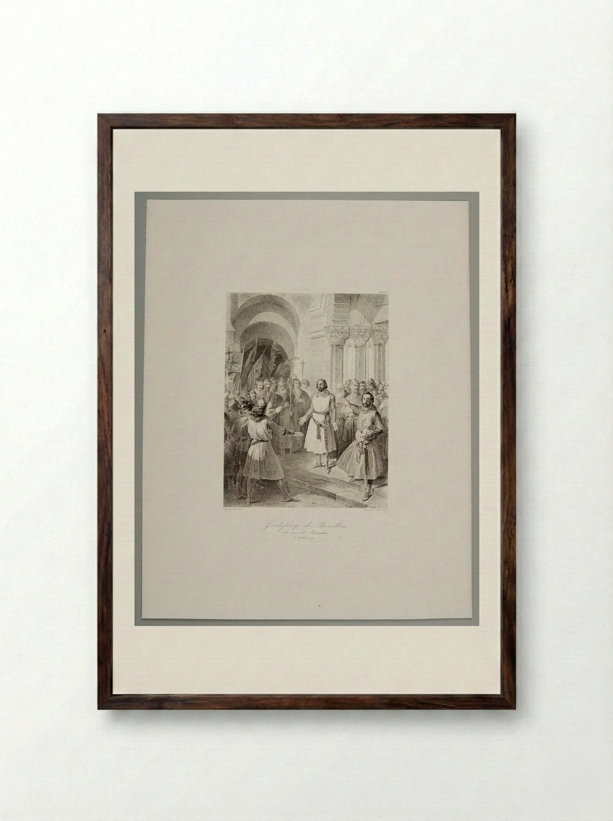 Godefroy de Bouillon chosen King of Jerusalem - Léopold Massard - Framed Print Dark Wood
