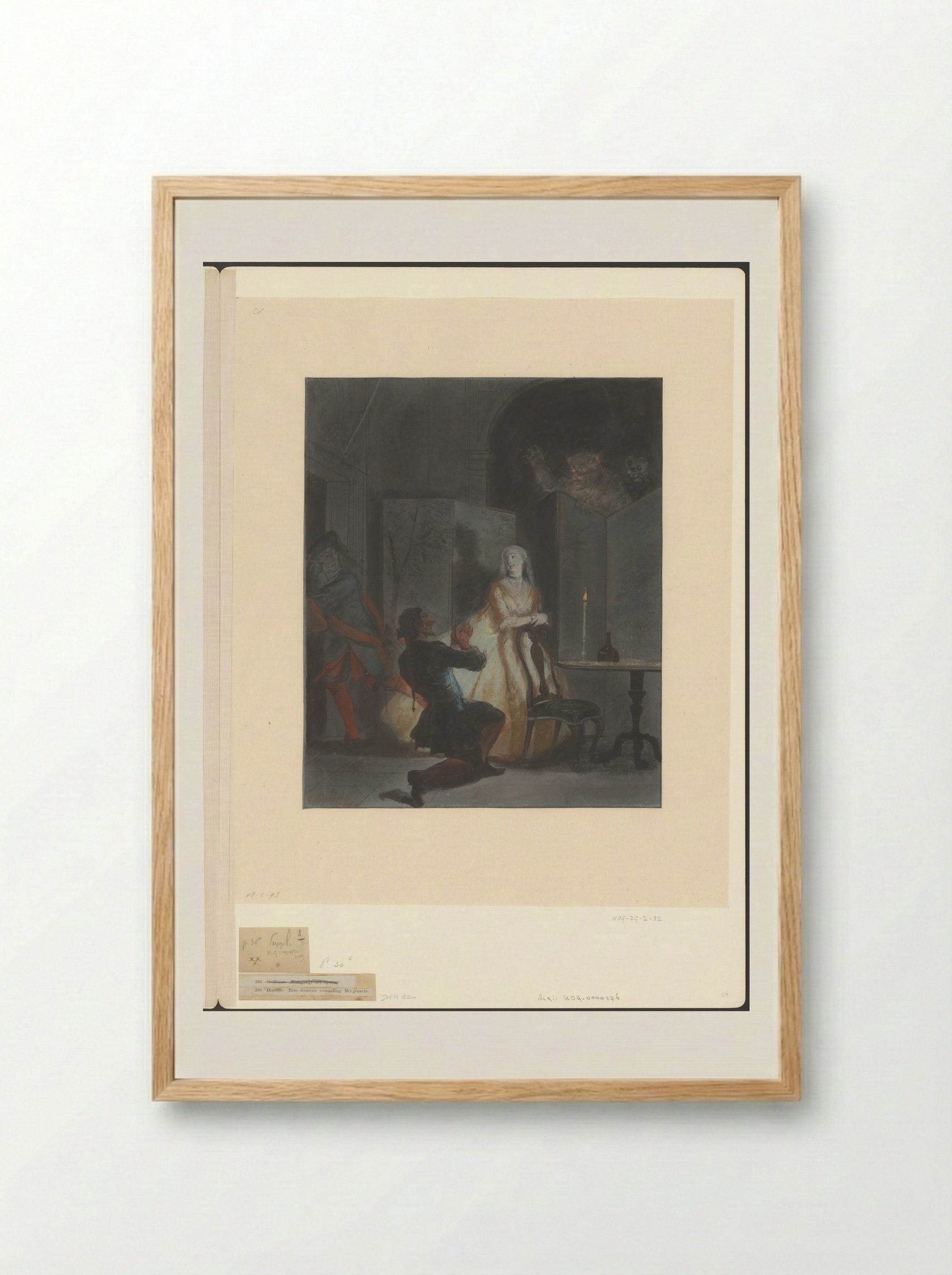 Godefroy en zijn knecht jagen hopman Ulrich zijn huis uit - Cornelis Troost - Framed Print Wood