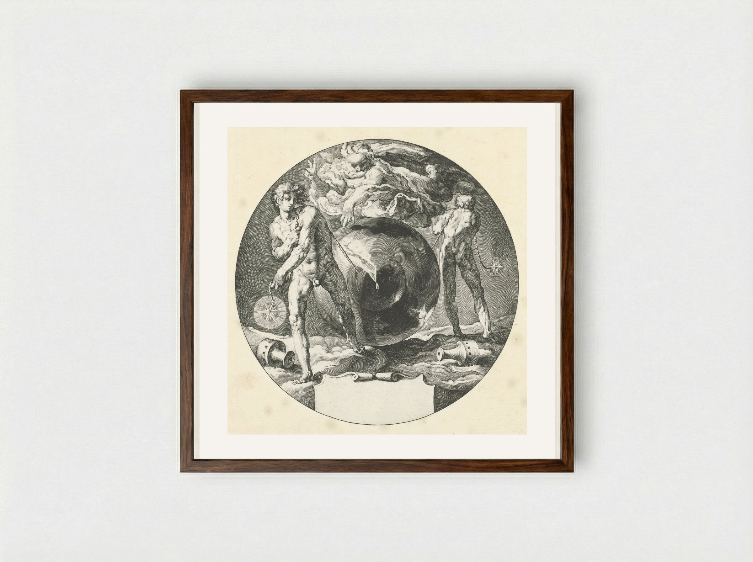 Gods Geest zweeft over het water - Jan Harmensz. Muller - Framed Print Dark Wood