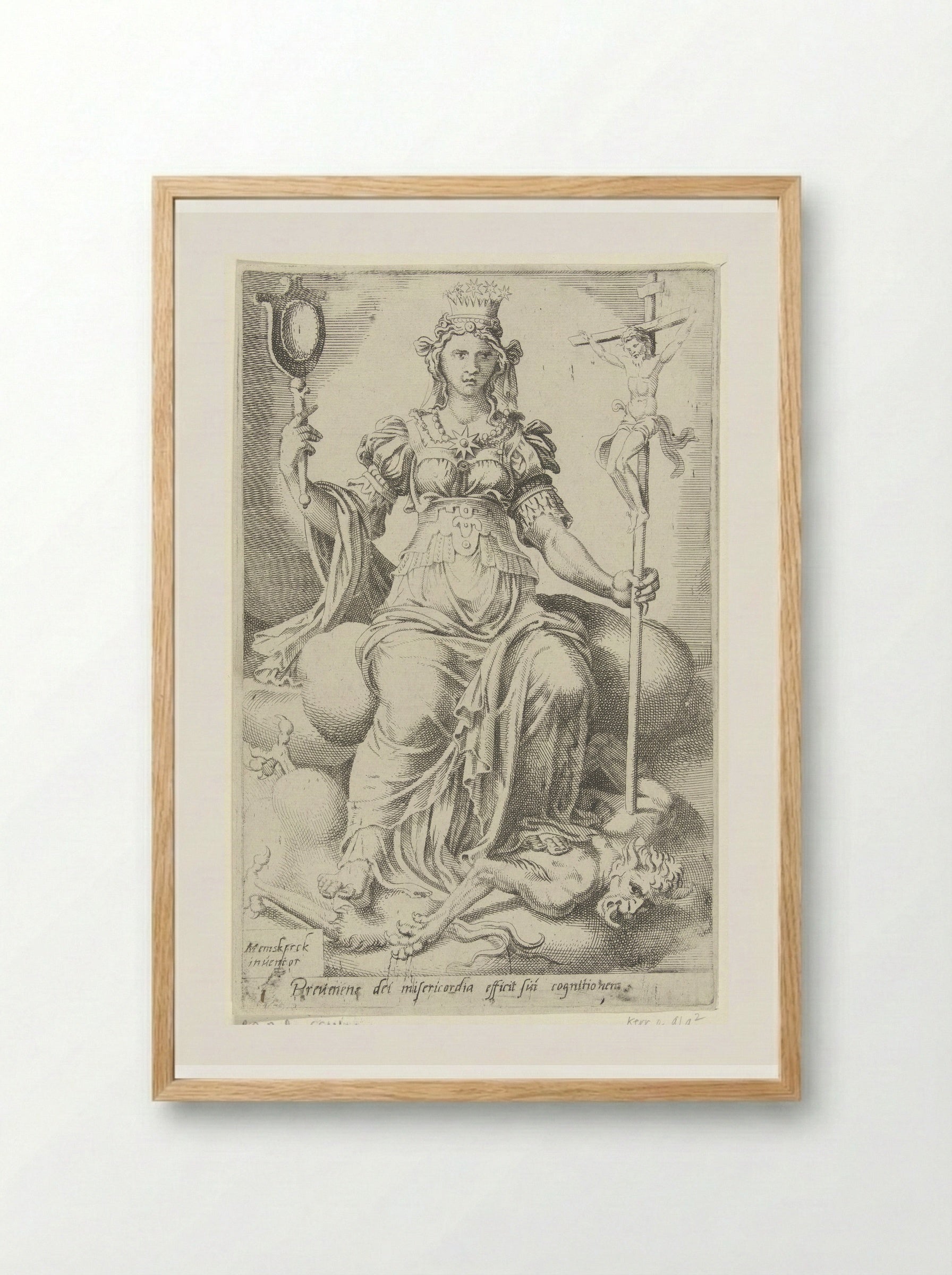 Gods genade zegeviert over de duivel en brengt zelfkennis voort - Dirck Volckertsz. Coornhert - Framed Print Wood