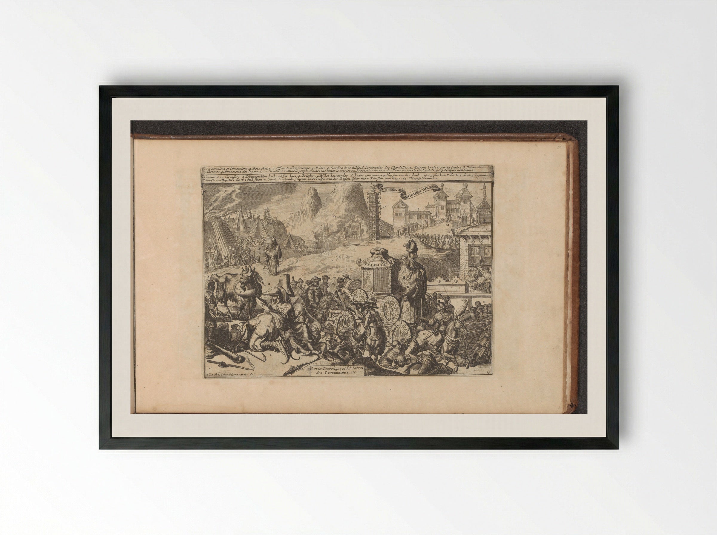 Godsdienstige handelingen en ceremoniën in Indië - Romeyn de Hooghe - Framed Print Black