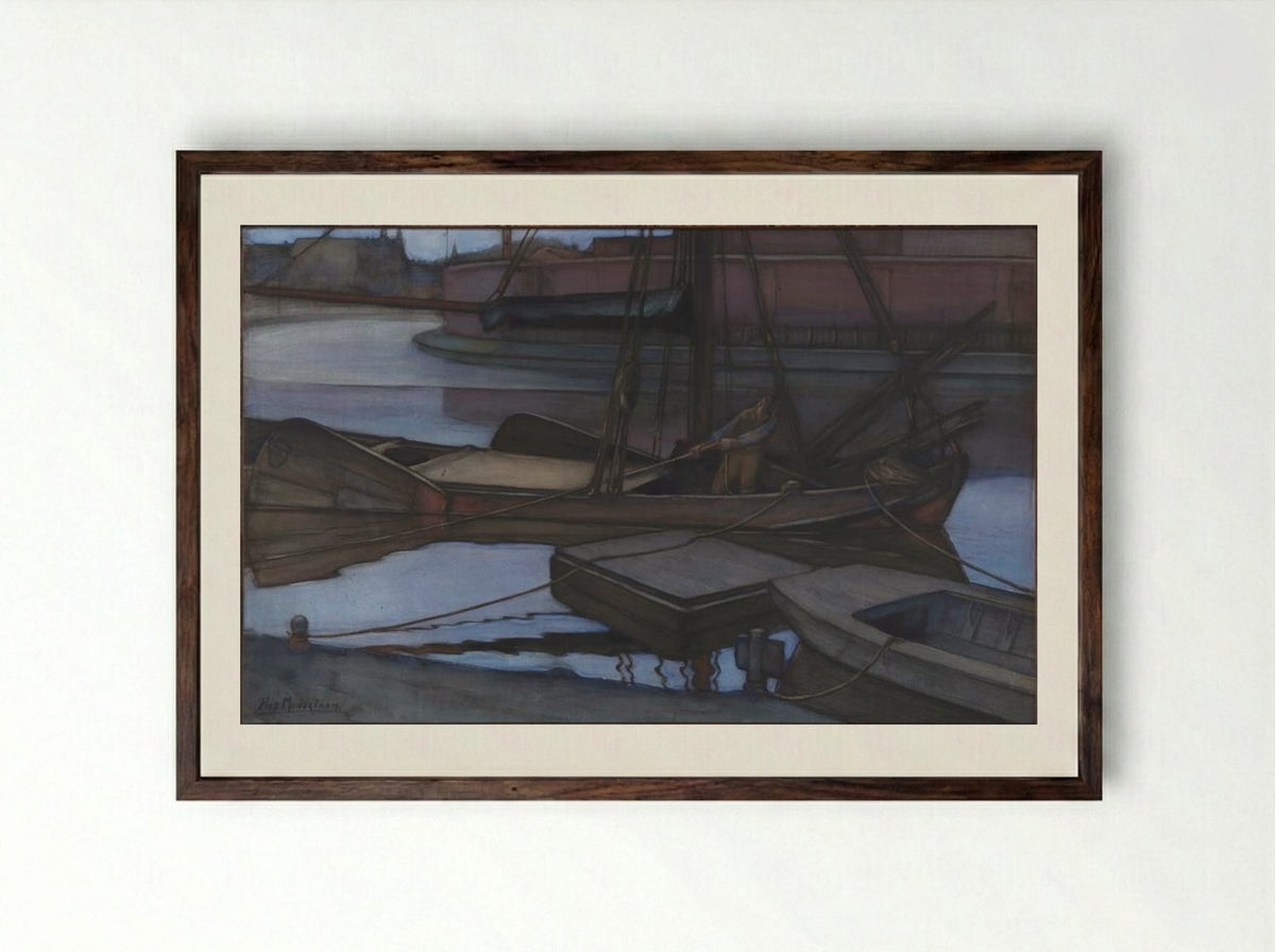 Going Fishing - Piet Mondrian - Framed Print Dark Wood