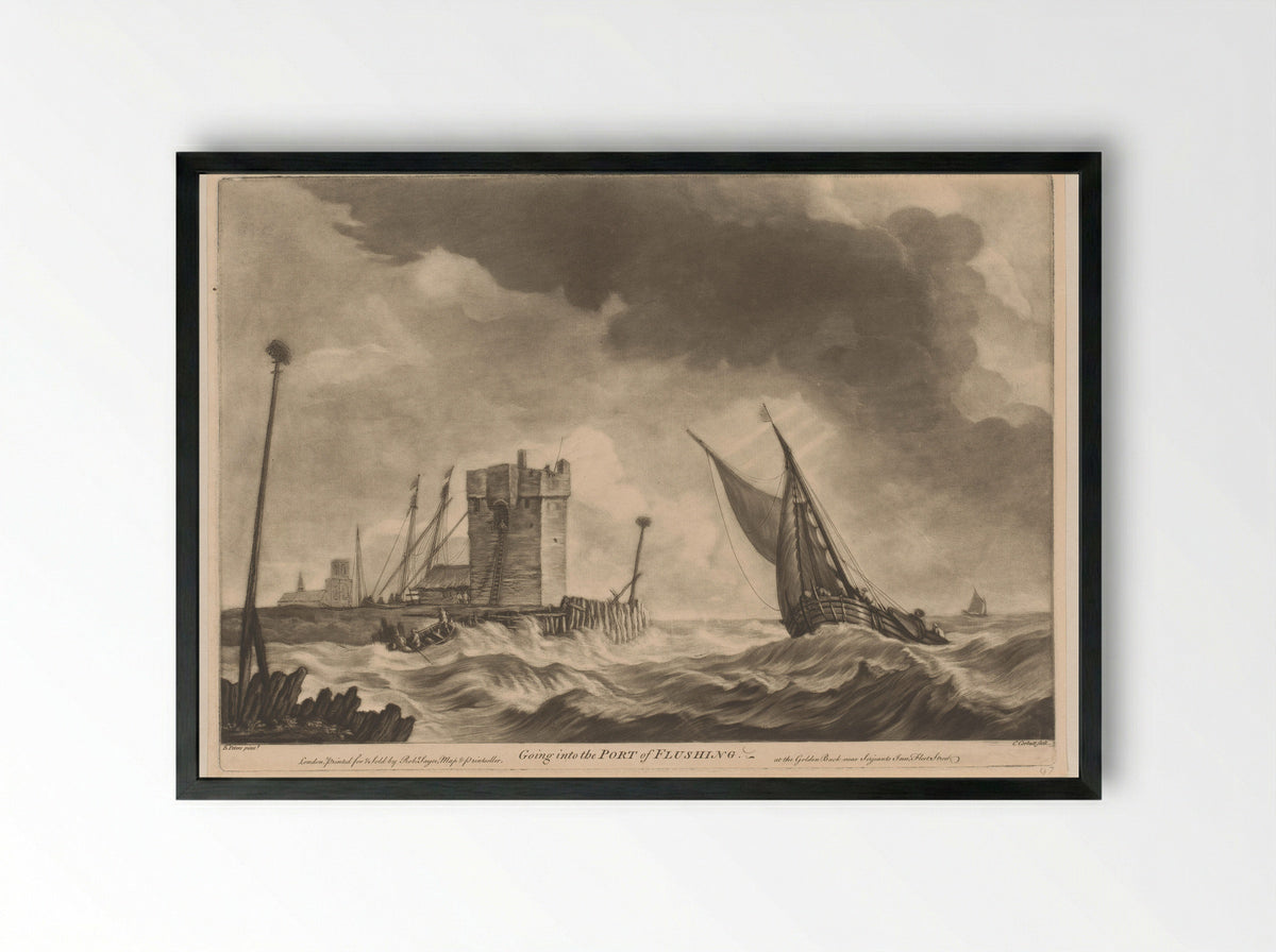 Going into the Port of Flushing - Richard Purcell - Framed Print Black