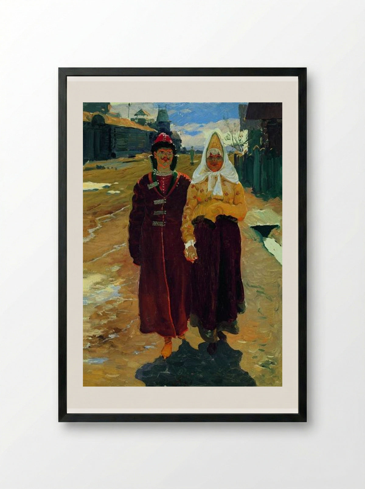 Going on a Visit - Andrei Ryabushkin - Framed Print Black