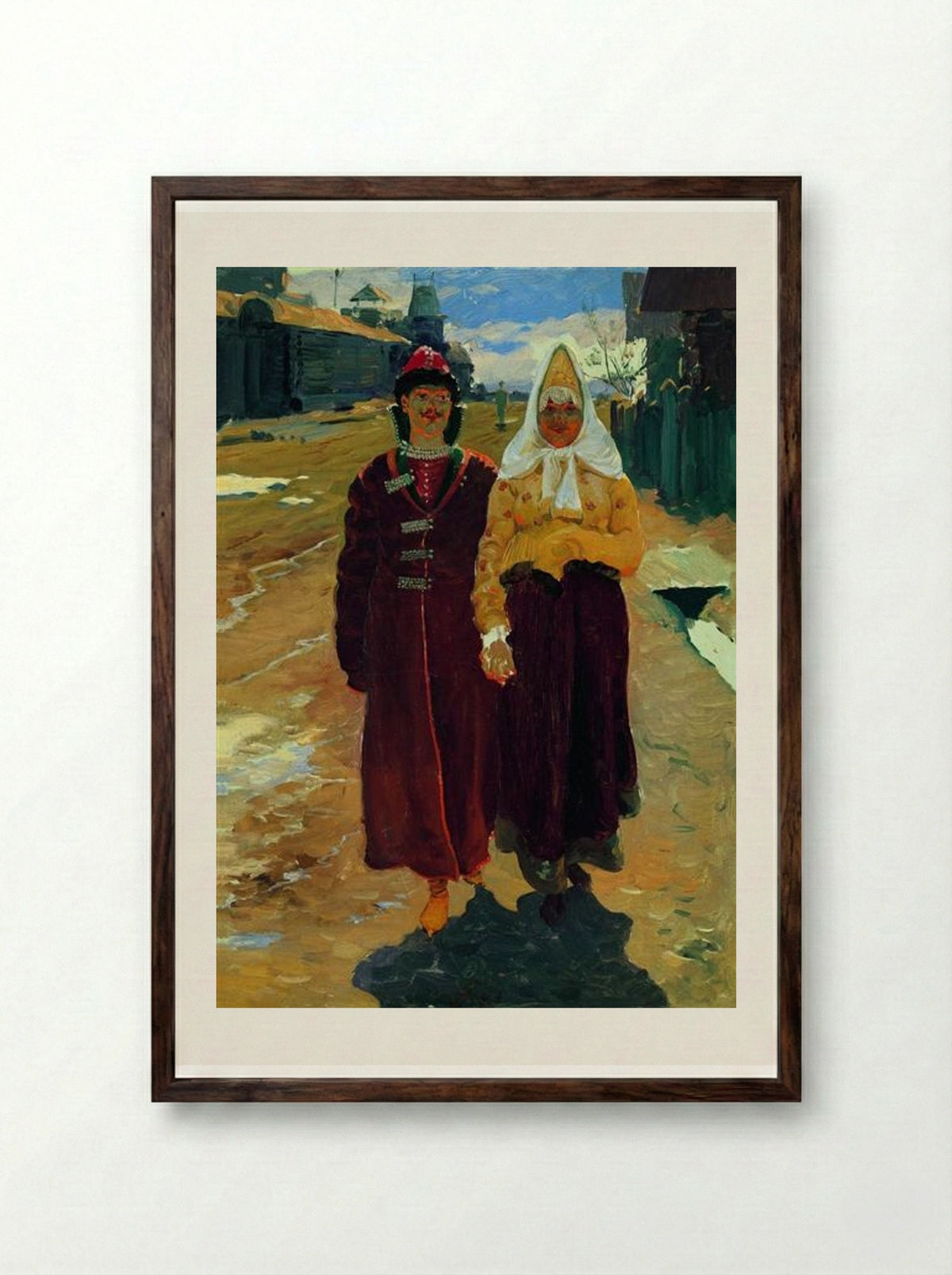 Going on a Visit - Andrei Ryabushkin - Framed Print Dark Wood