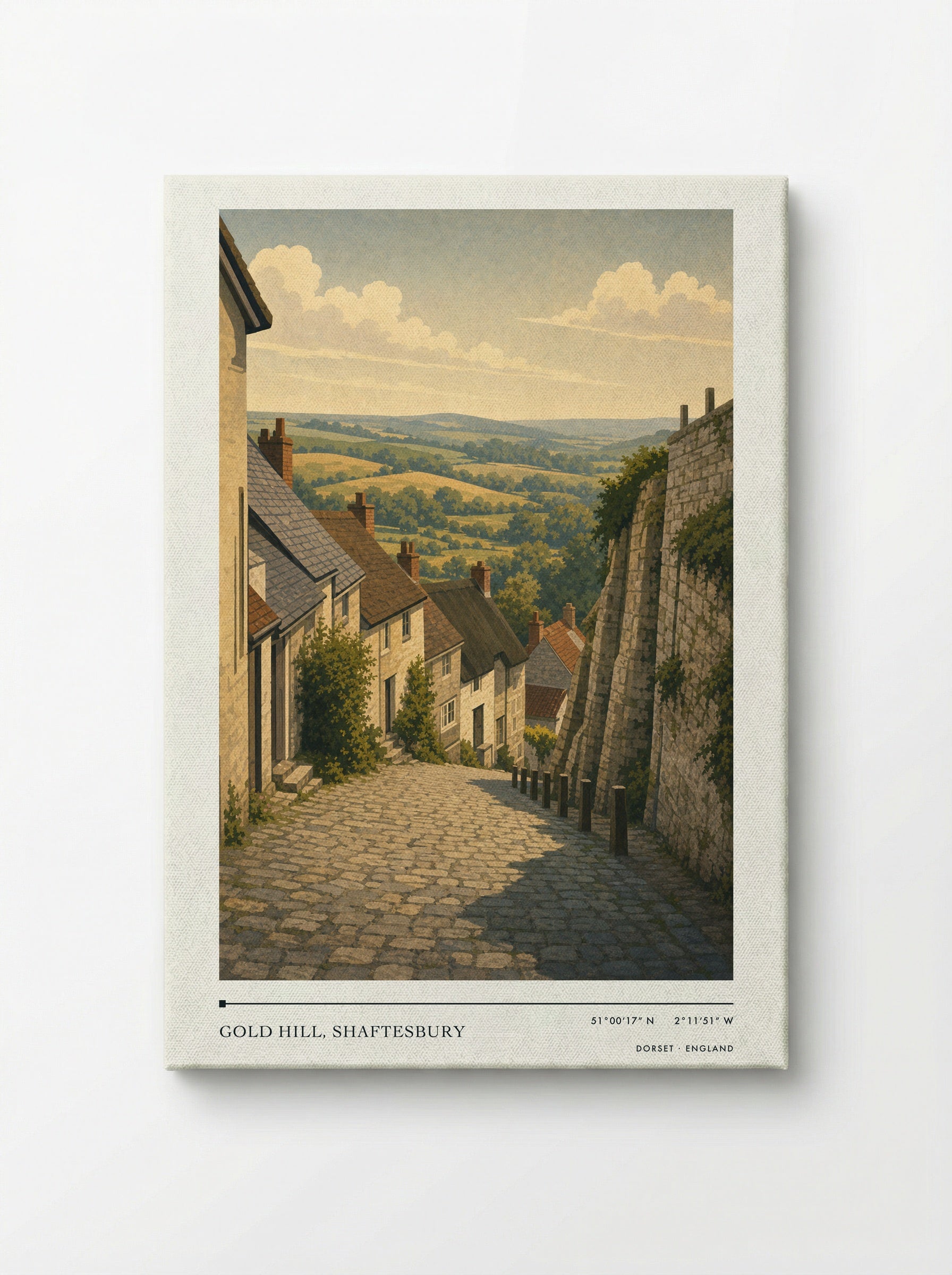 Gold Hill, Shaftesbury Dorset England Travel Poster - Canvas