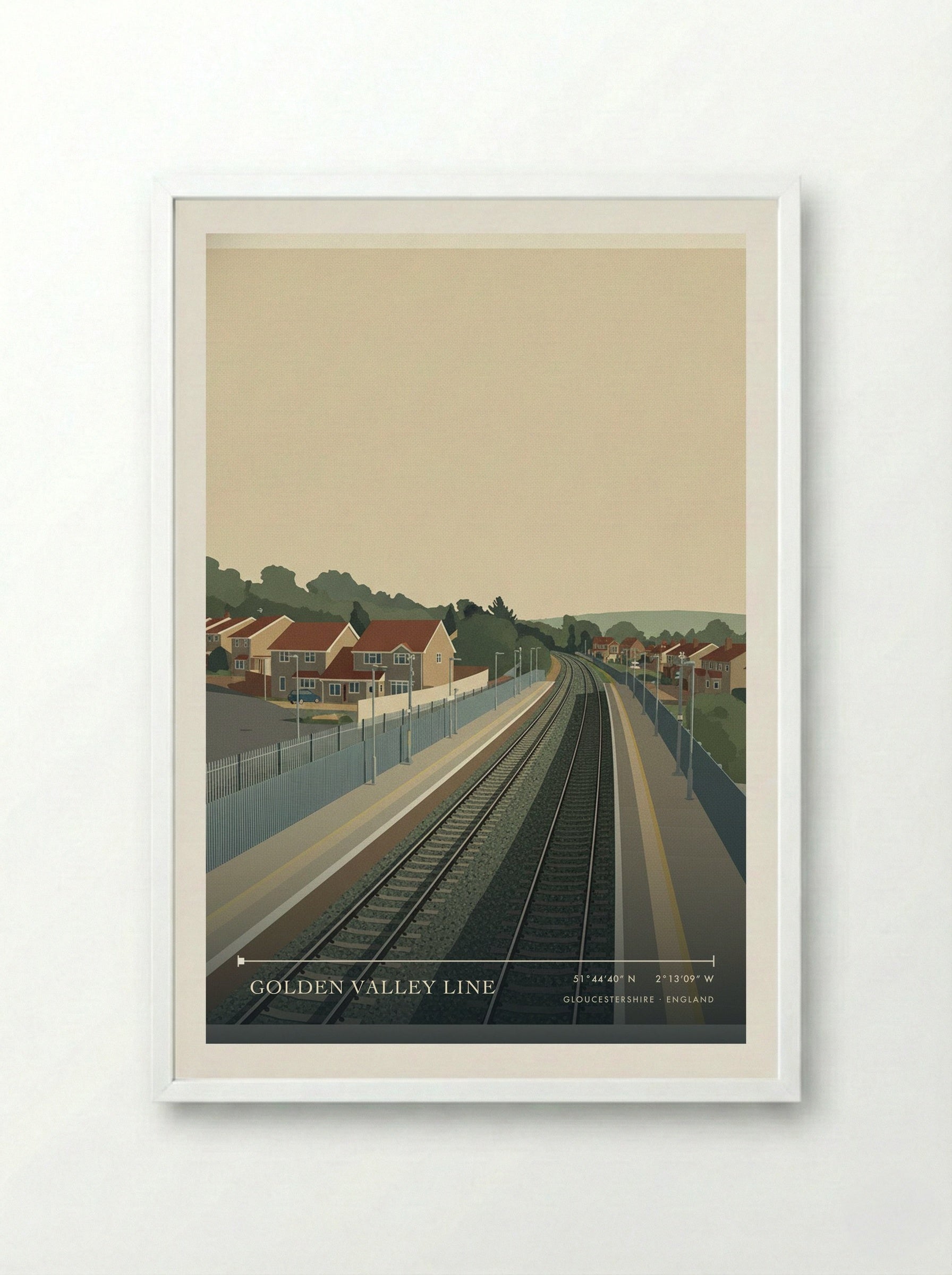 Golden Valley Line Gloucestershire England Travel Poster - Framed Print White