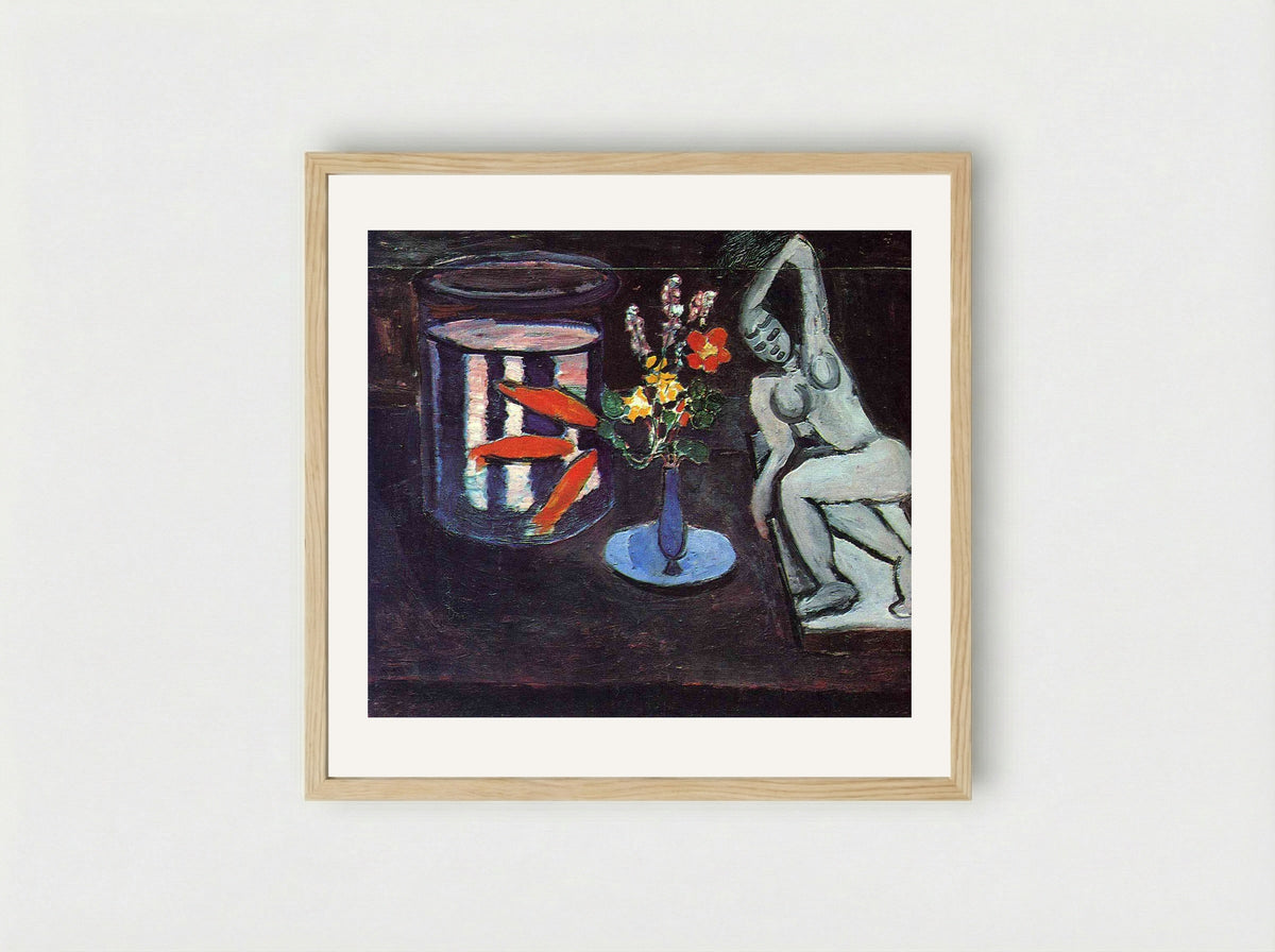 Goldfish and Sculpture - Henri Matisse - Framed Print Wood