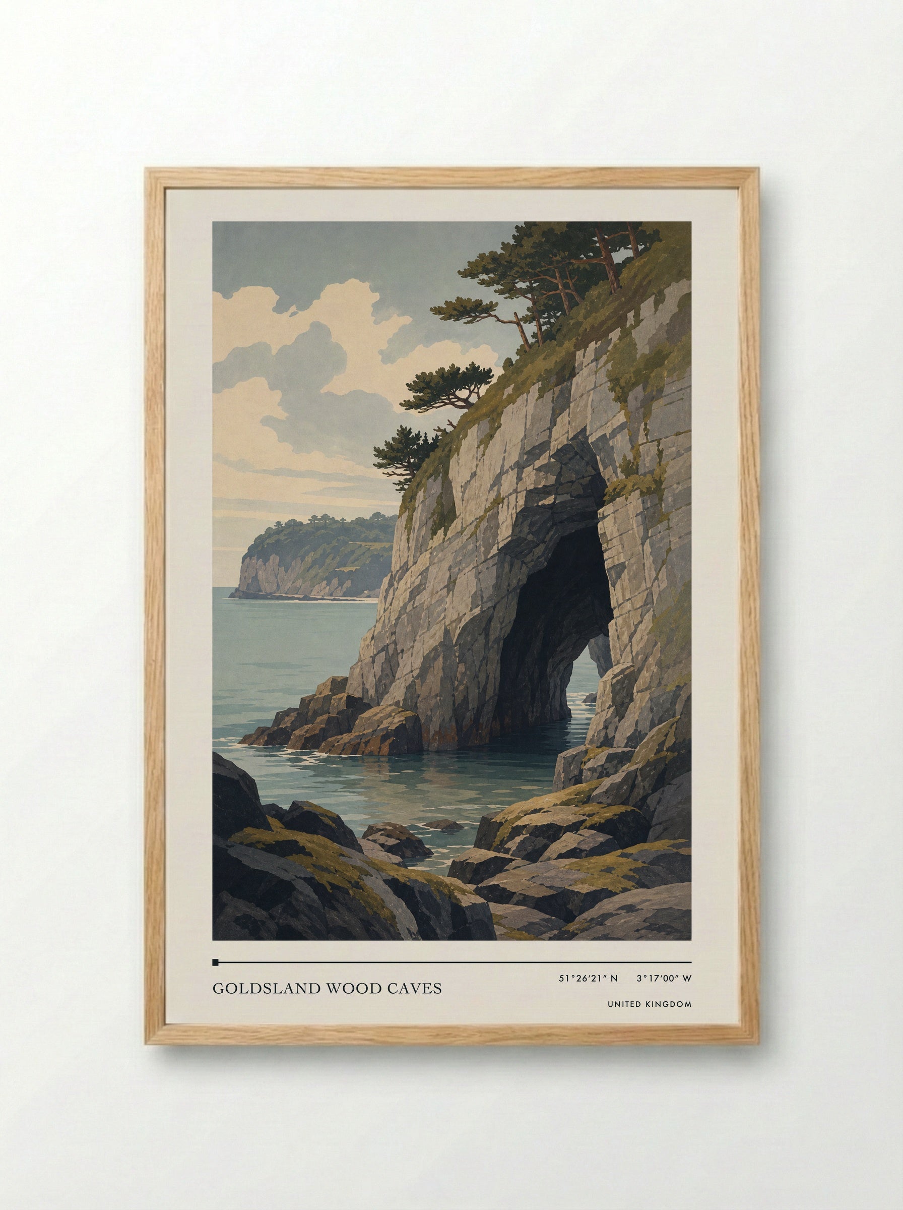 Goldsland Wood Caves United Kingdom Travel Poster - Framed Print Wood