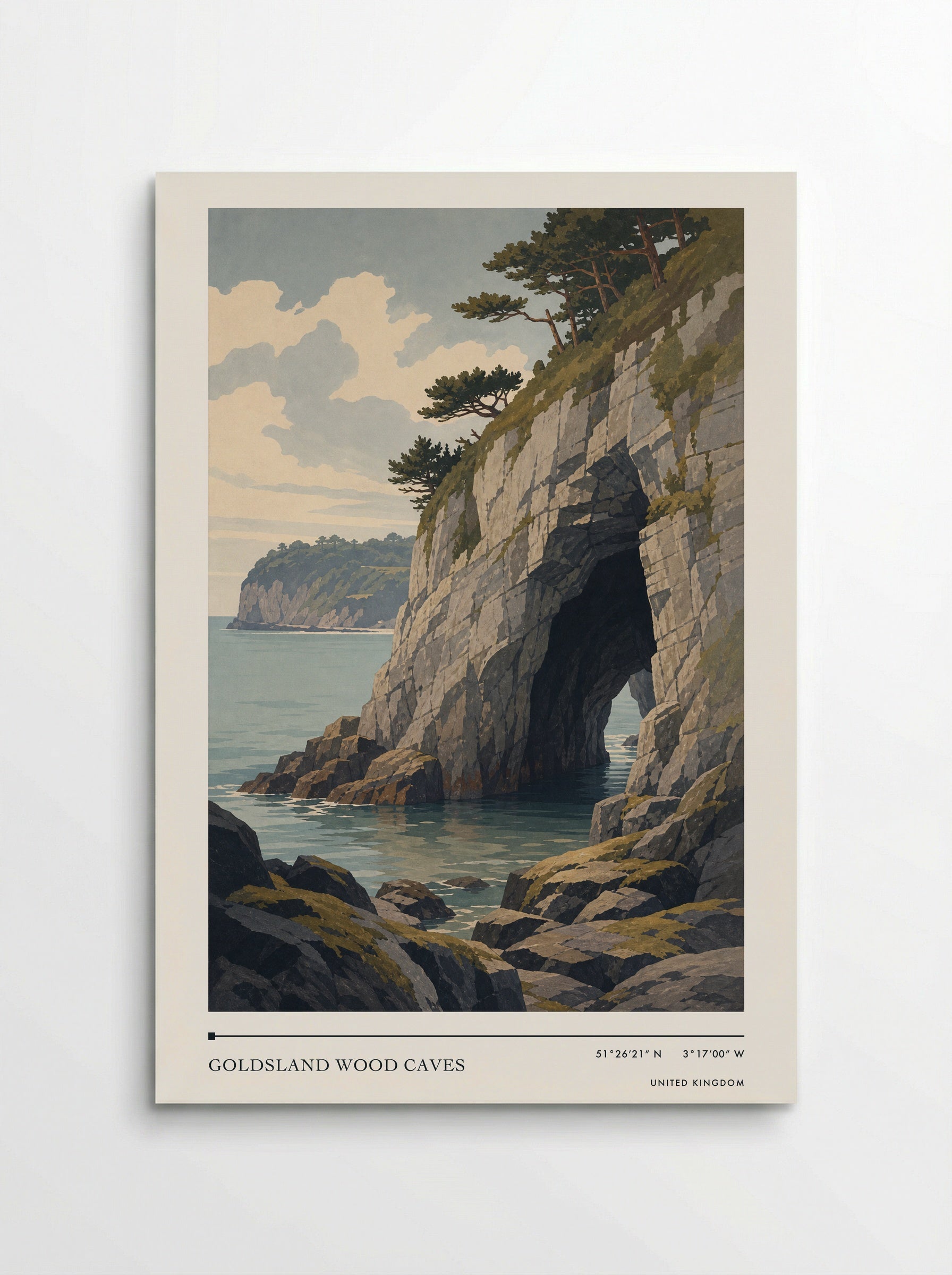 Goldsland Wood Caves United Kingdom Travel Poster - Poster