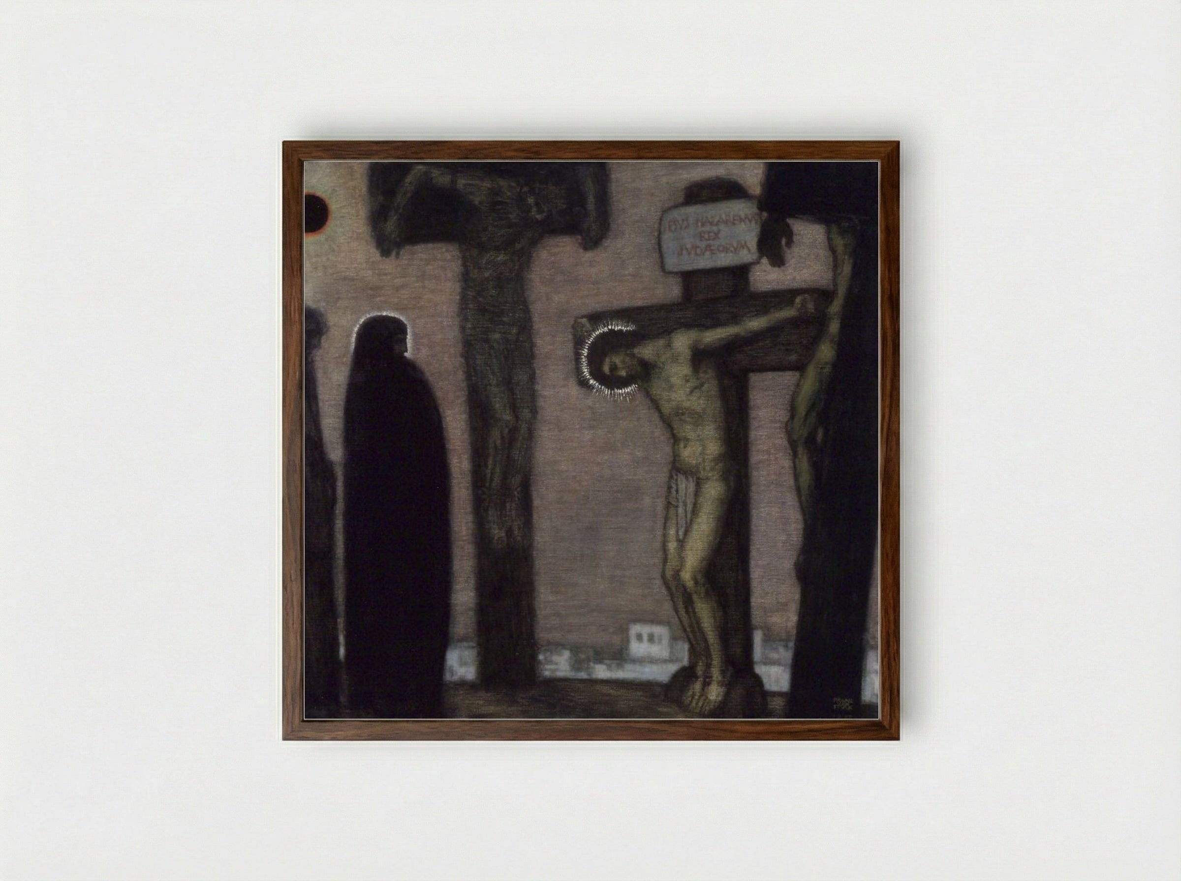 Golgotha - Franz von Stuck - Framed Print Dark Wood