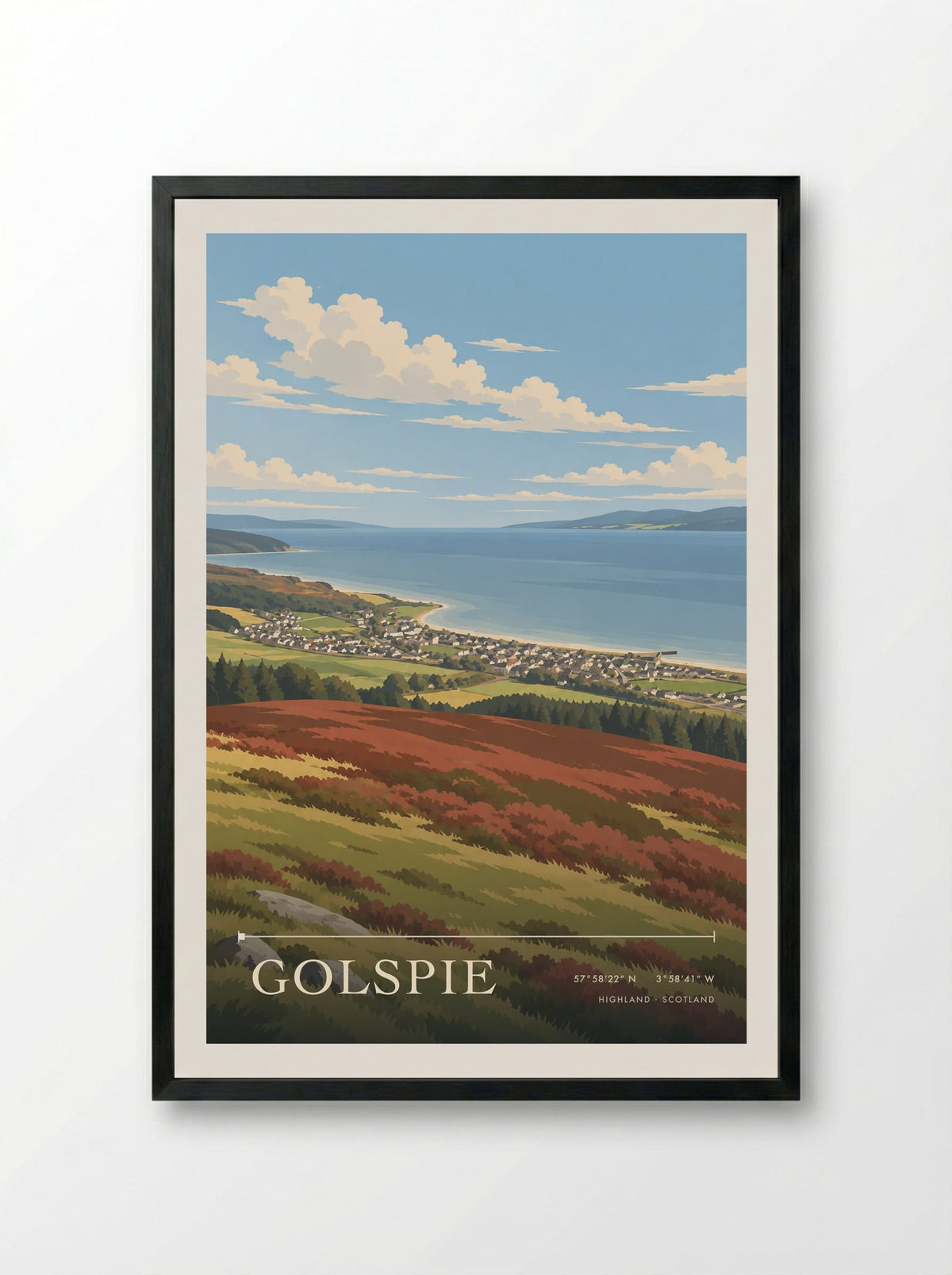 Golspie, Highland | Travel Poster - Framed Print Black