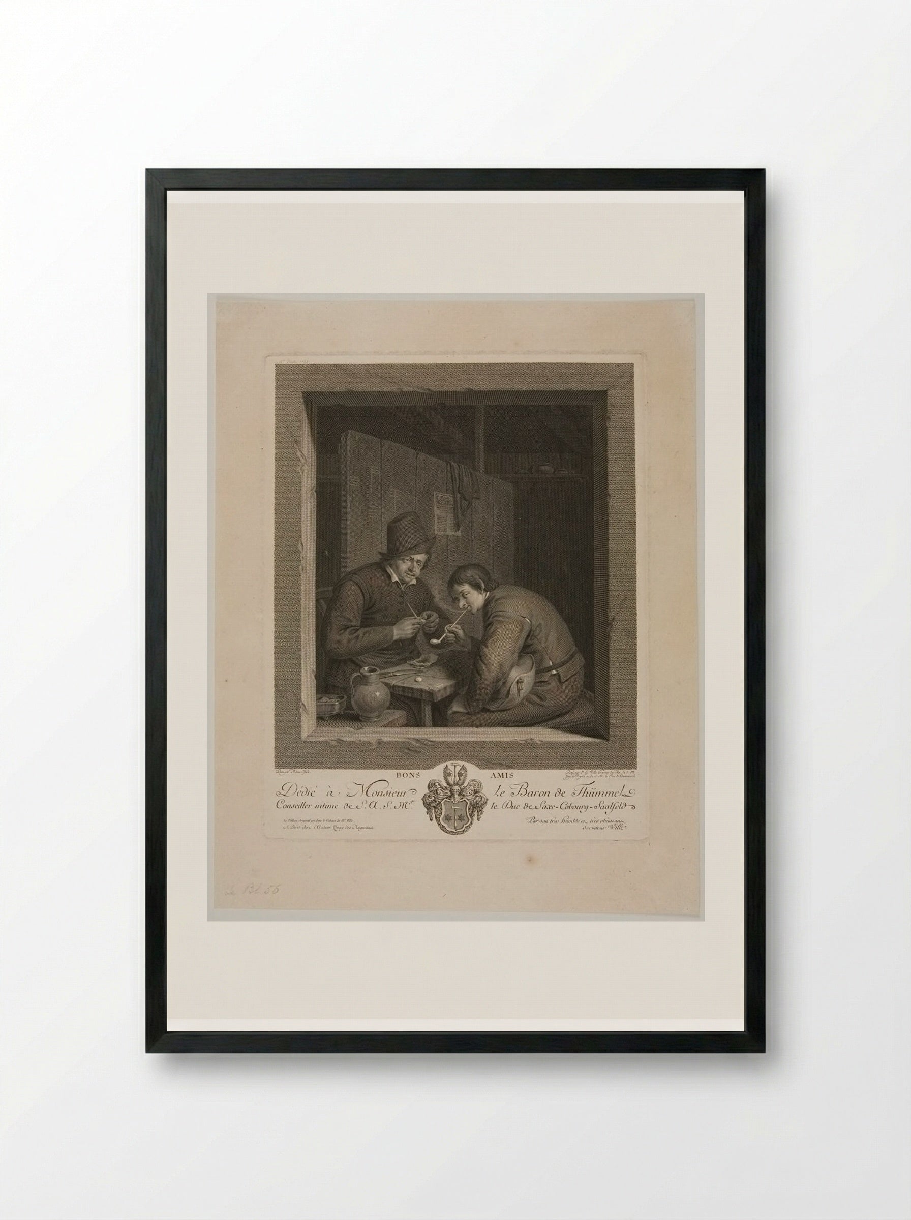 Good Friends - Johann Georg Wille - Framed Print Black
