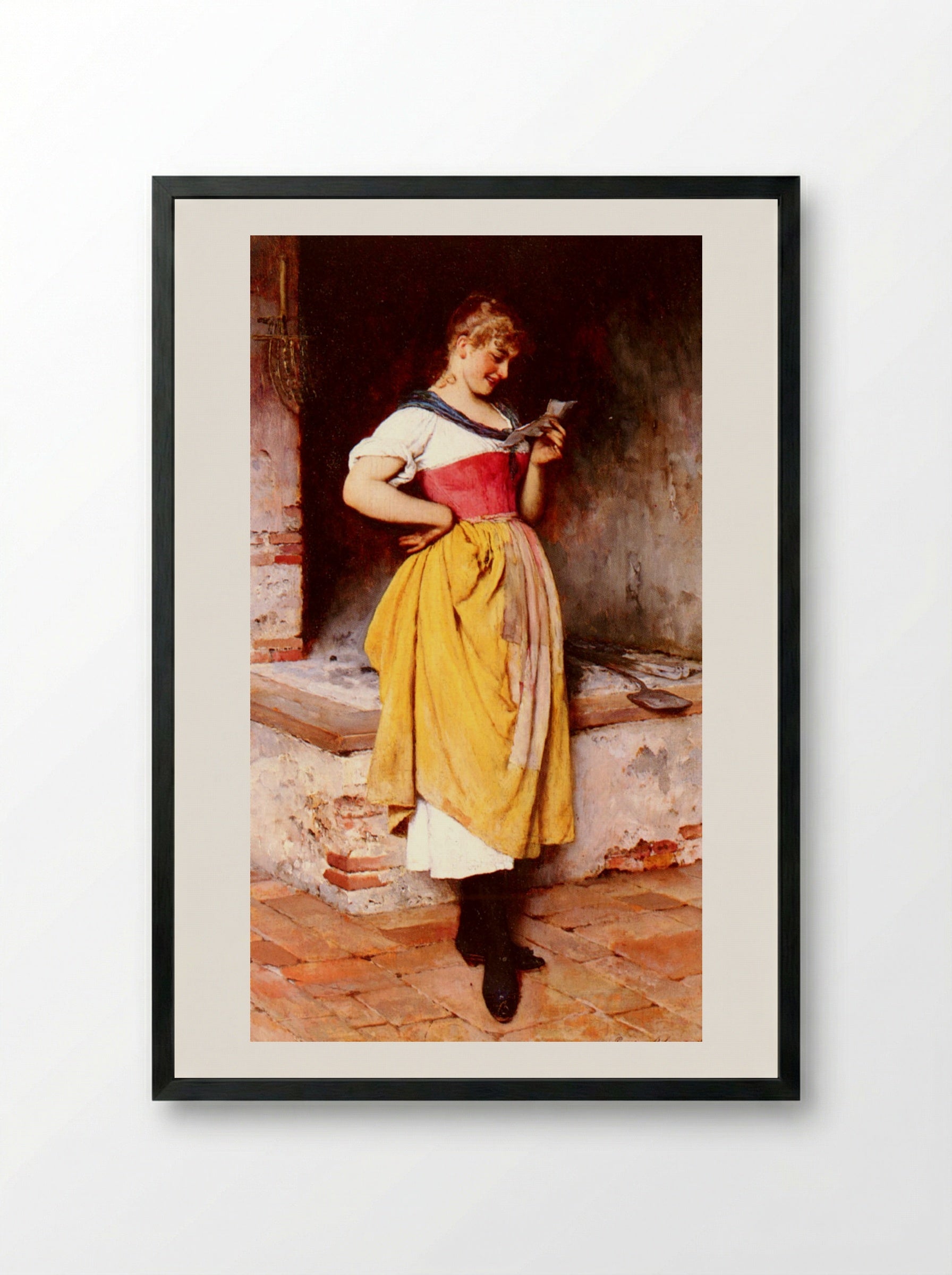 Good News - Eugene de Blaas - Framed Print Black