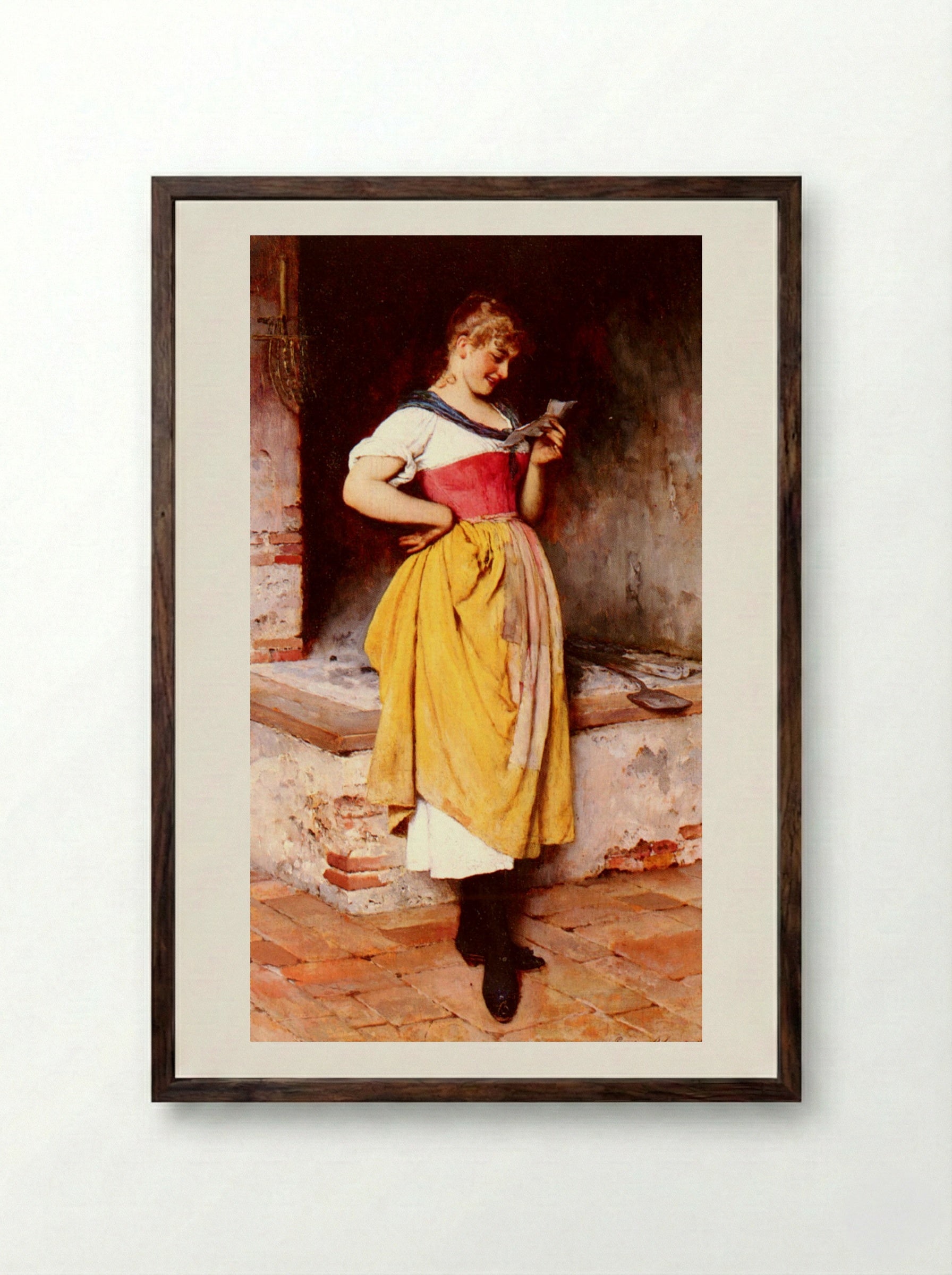 Good News - Eugene de Blaas - Framed Print Dark Wood