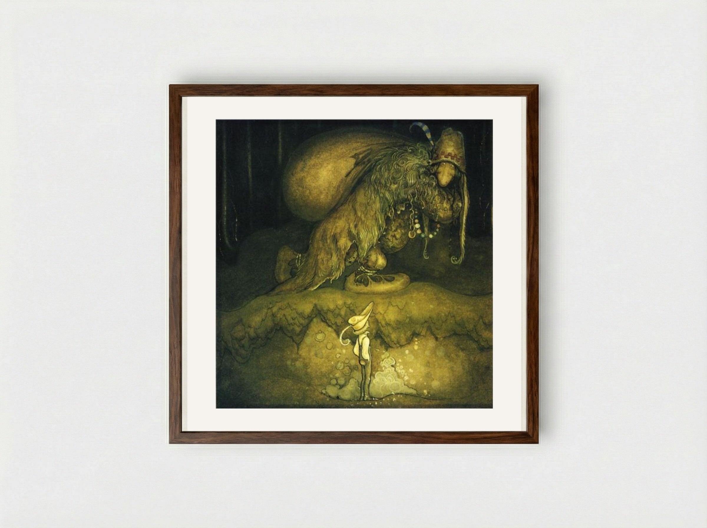 Good evening, old man! the boy greeted - John Bauer - Framed Print Dark Wood