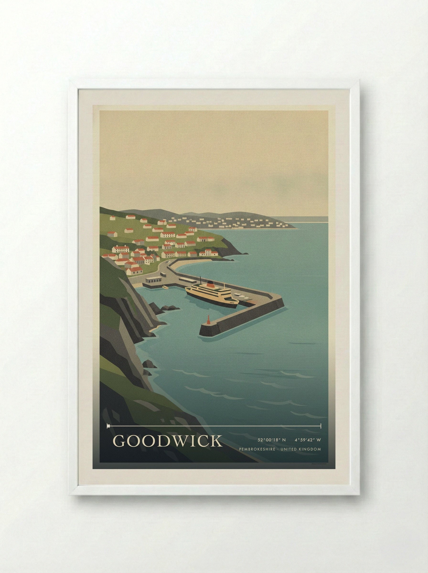 Goodwick Pembrokeshire United Kingdom Travel Poster - Framed Print White