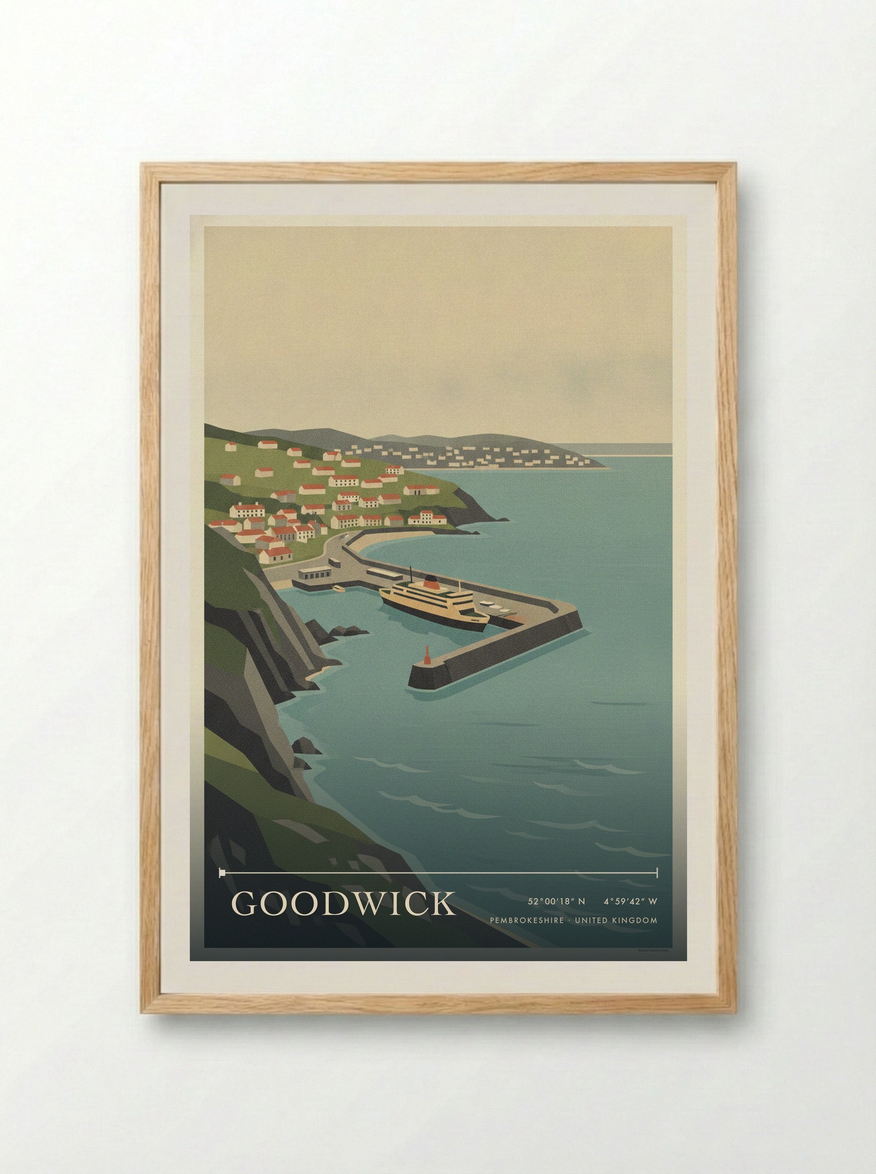 Goodwick Pembrokeshire United Kingdom Travel Poster - Framed Print Wood