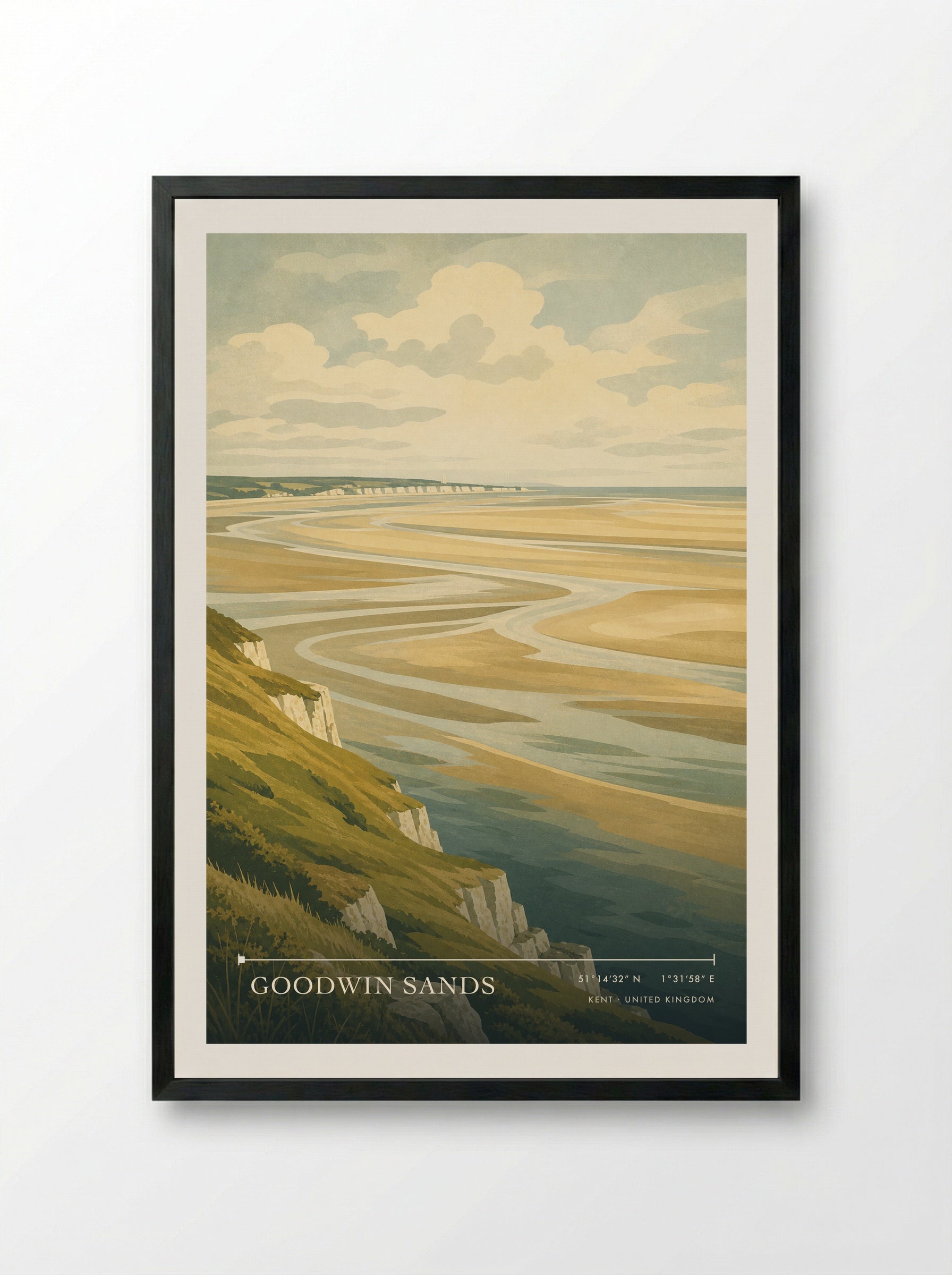 Goodwin Sands Kent United Kingdom Travel Poster - Framed Print Black