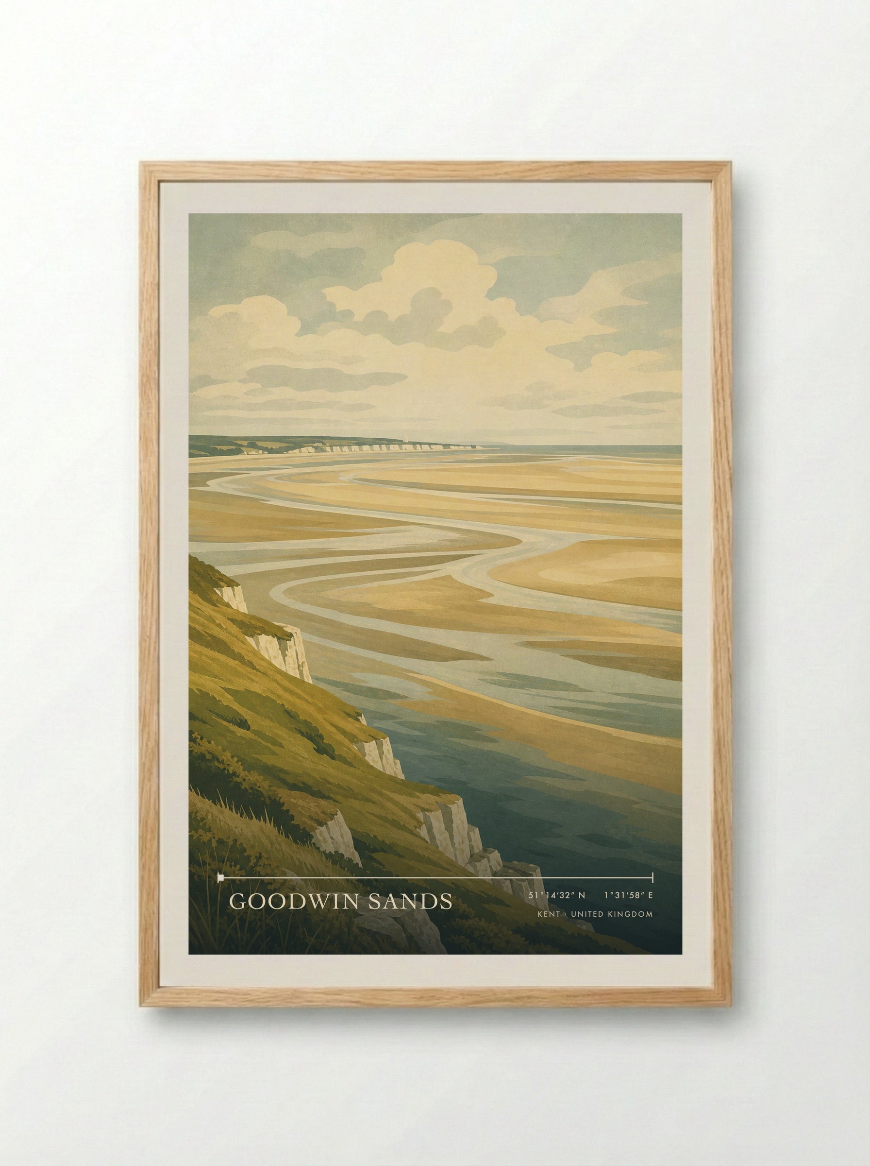 Goodwin Sands Kent United Kingdom Travel Poster - Framed Print Wood