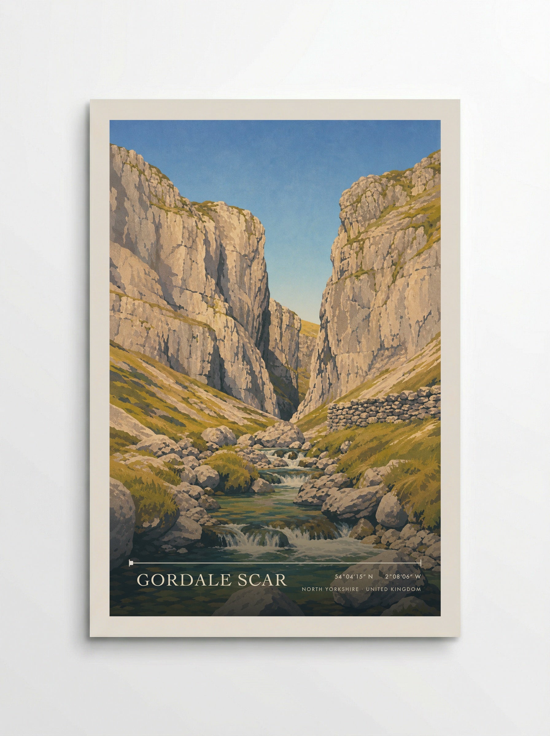Gordale Scar North Yorkshire United Kingdom Travel Poster - Poster
