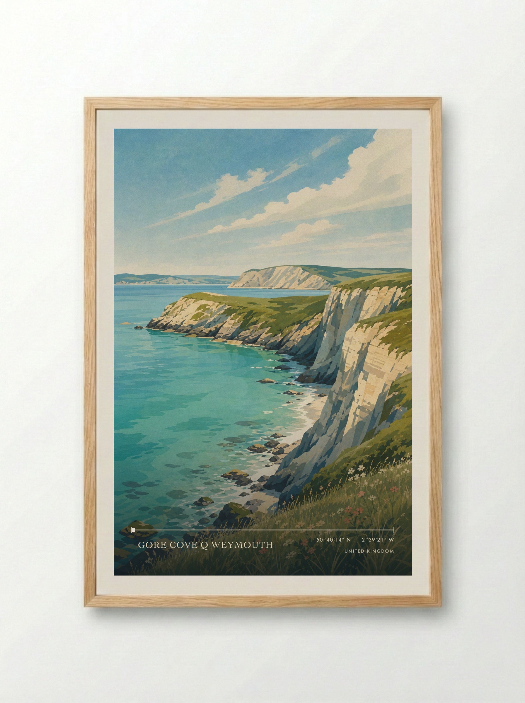 Gore Cove Q Weymouth United Kingdom Travel Poster - Framed Print Wood