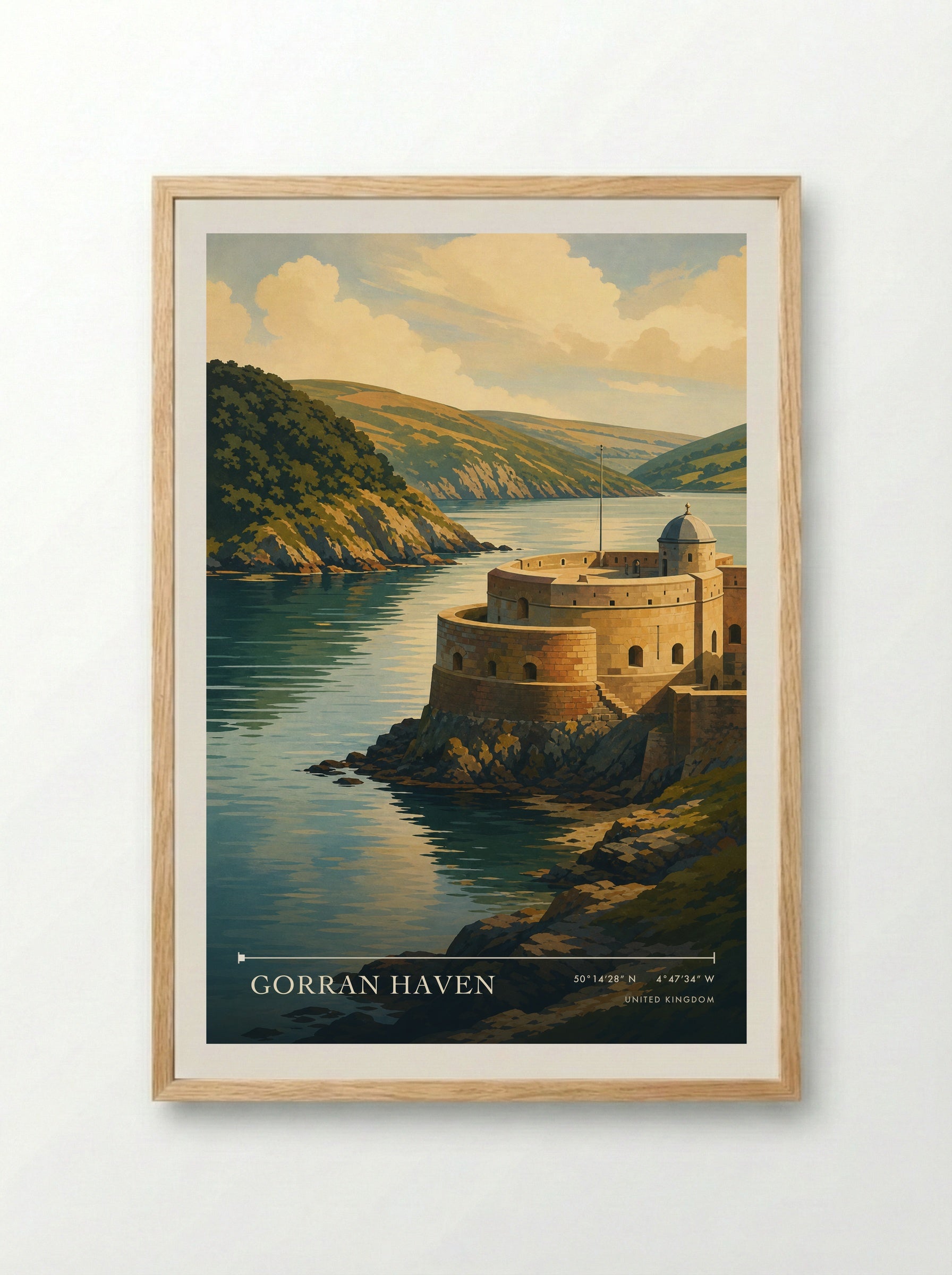 Gorran Haven United Kingdom Travel Poster - Framed Print Wood