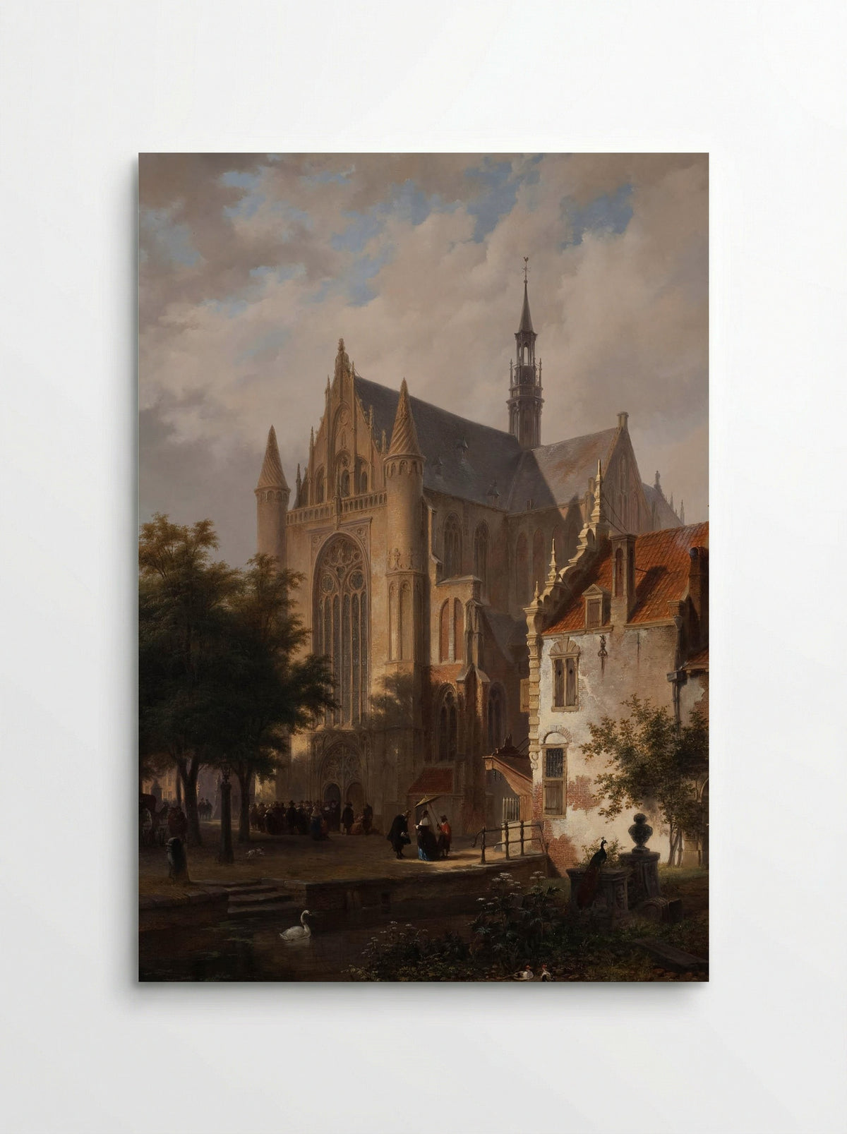 Gothic Church Exterior with Figures - Huib van Hove Bz - Poster