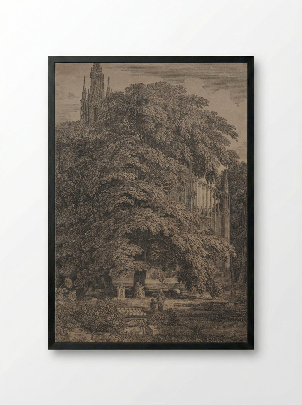 Gothic Church among Oaks - Karl Friedrich Schinkel - Framed Print Black