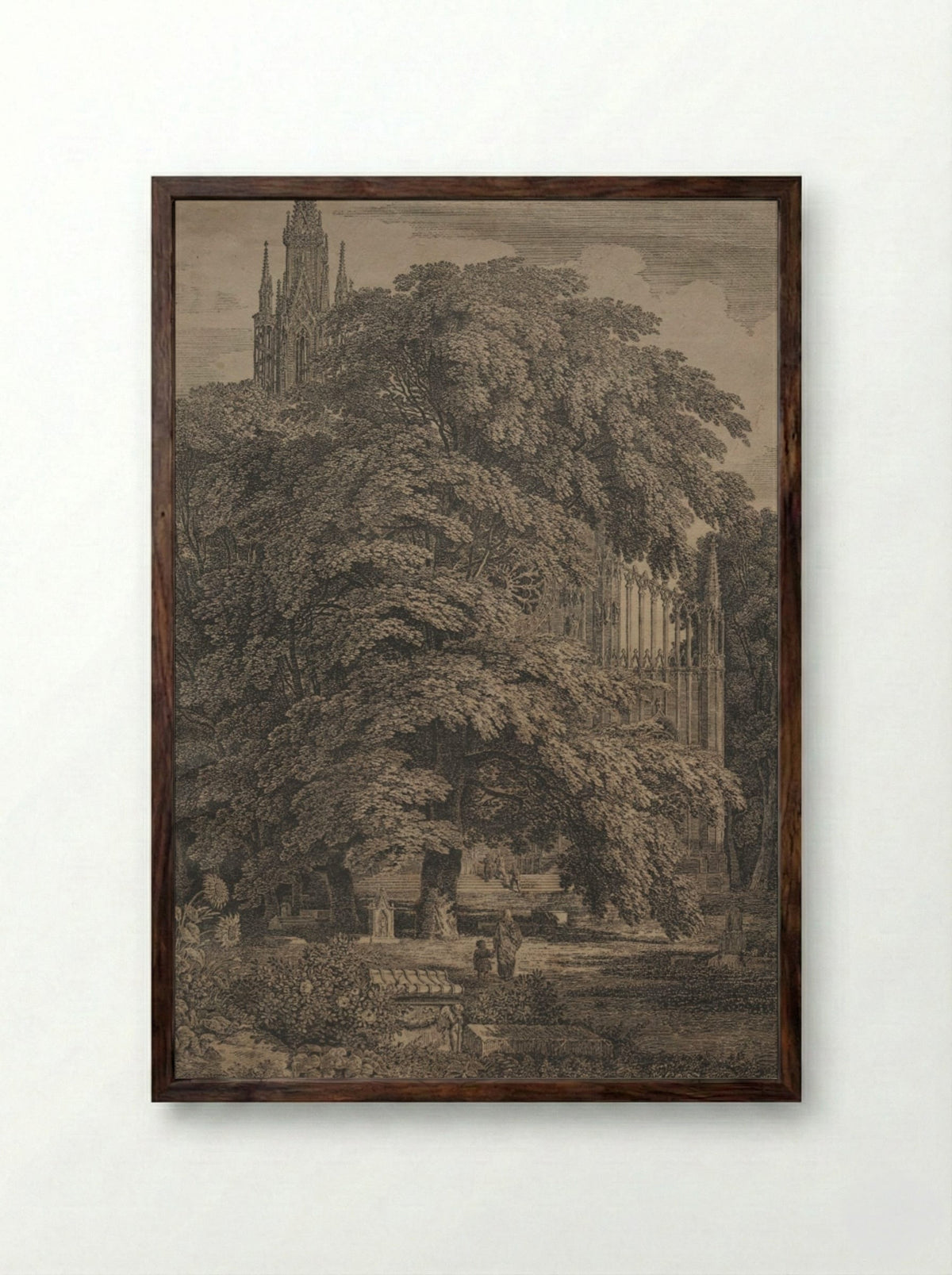 Gothic Church among Oaks - Karl Friedrich Schinkel - Framed Print Dark Wood